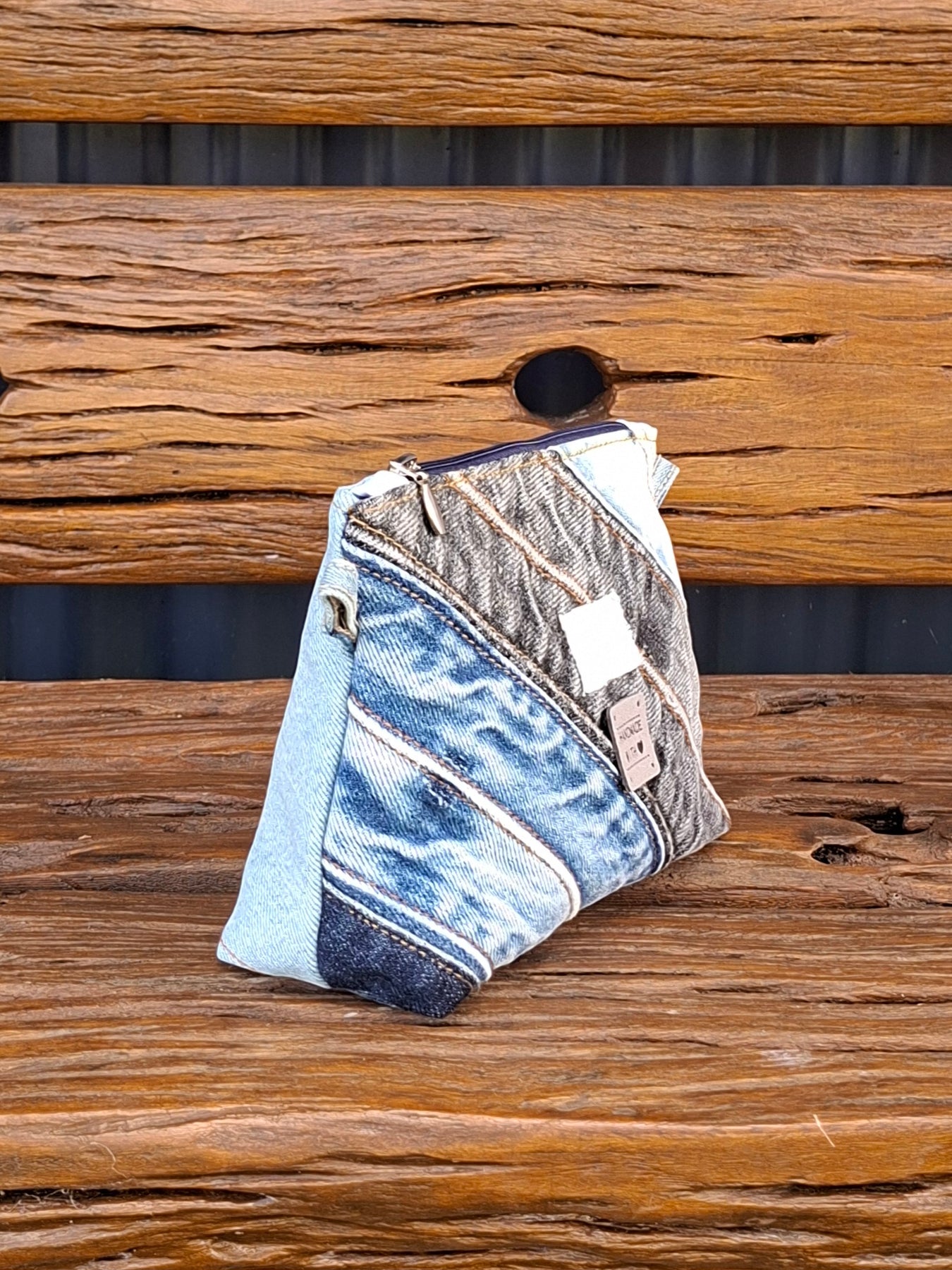 Faded Waistband Denim Make Up or Travel Pouch