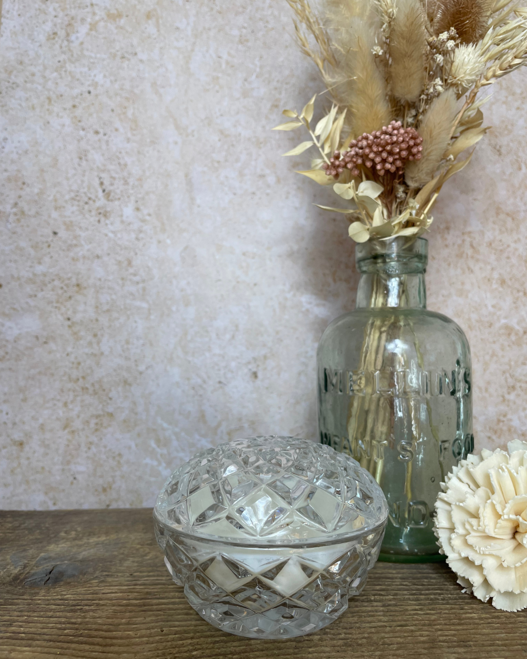 Unscented I Natural Soy Candle in a Vintage Sweets Dish with Lid