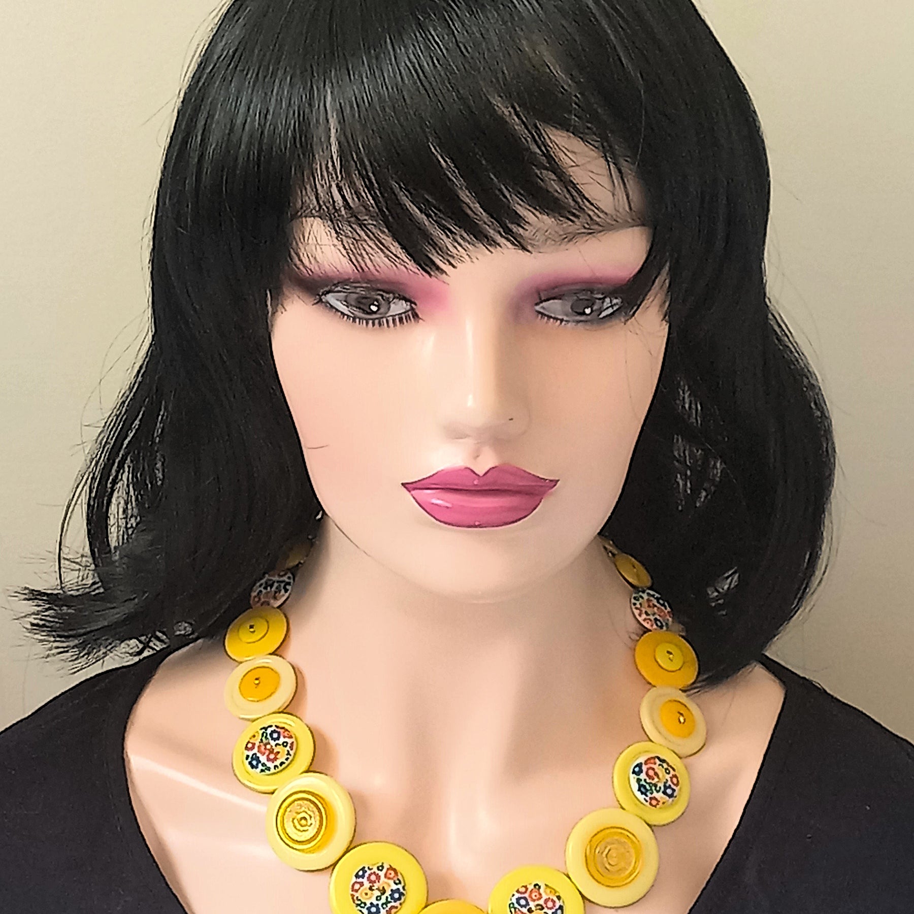 Button necklace - Floral Fantasy