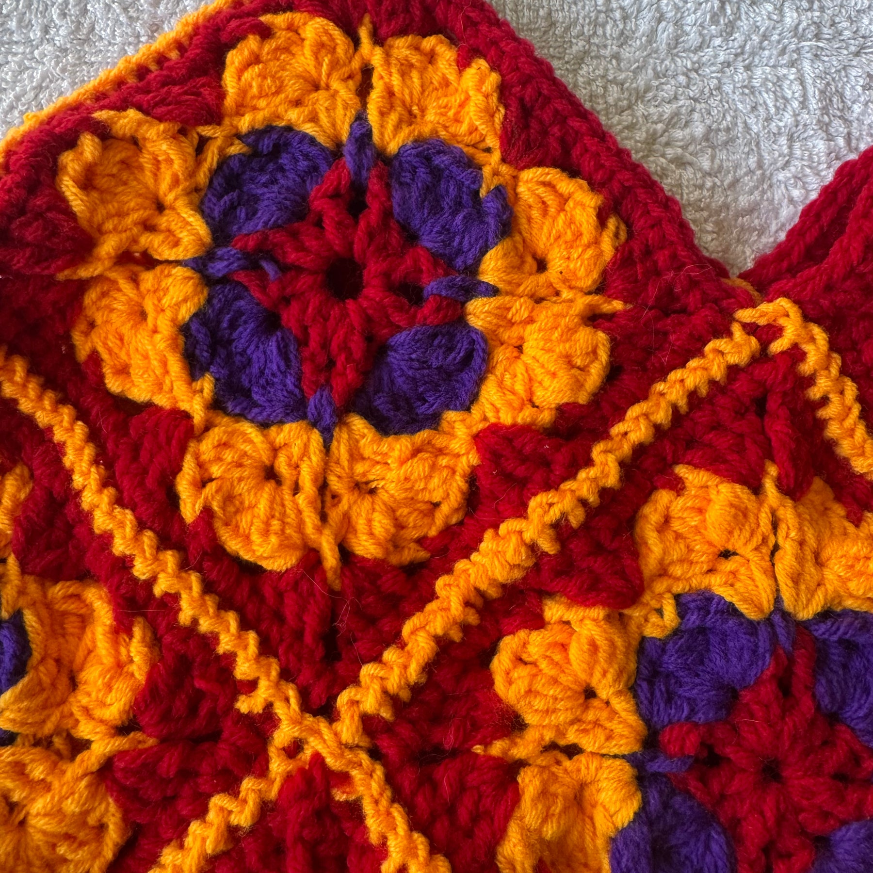Handmade Vibrant Autumn Granny Square Shoulder Bag