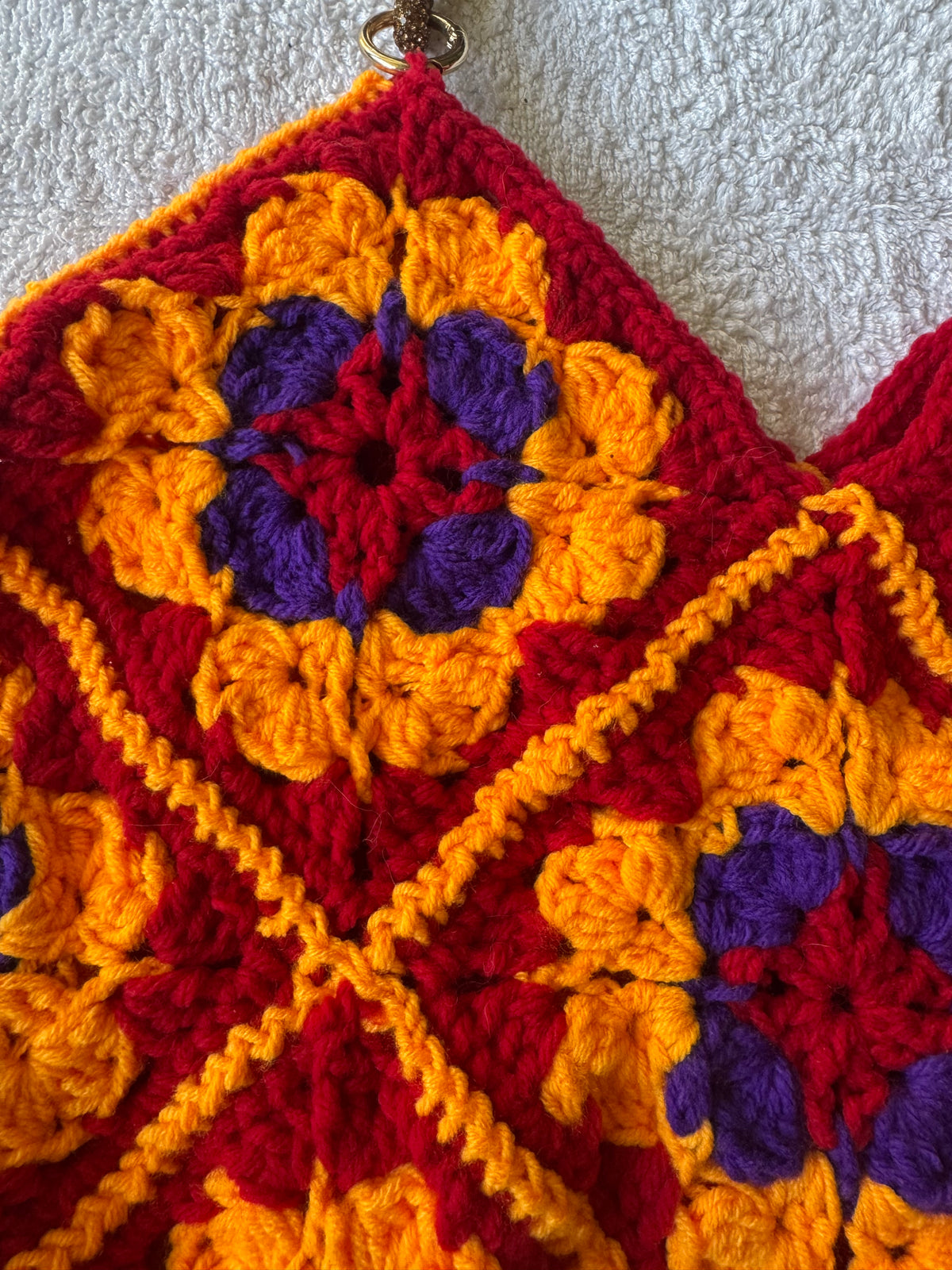Handmade Vibrant Autumn Granny Square Shoulder Bag