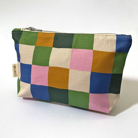 Handmade Make-up, Travel, Clutch Zip Purse - Picnic (Dark)