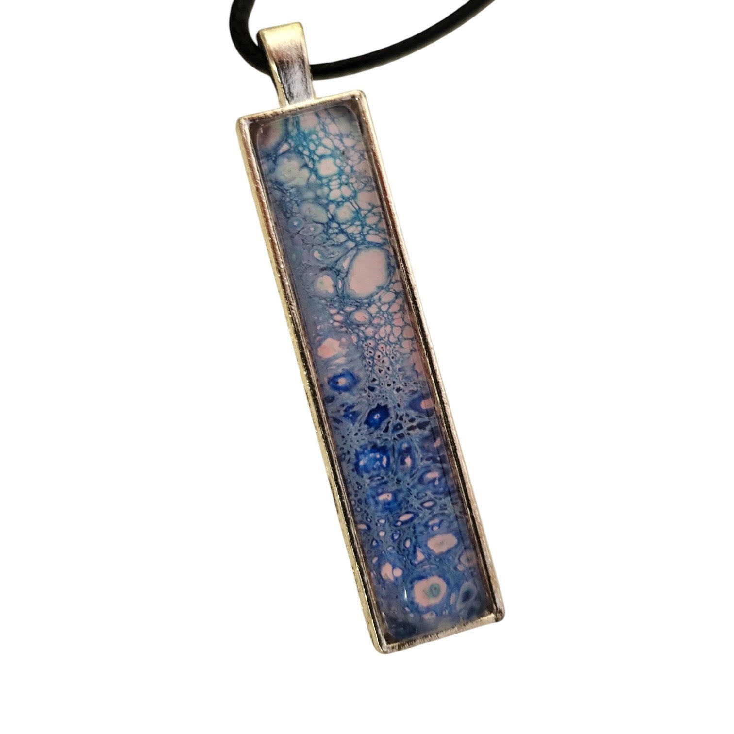 Blue Hand Painted Pendant Necklace