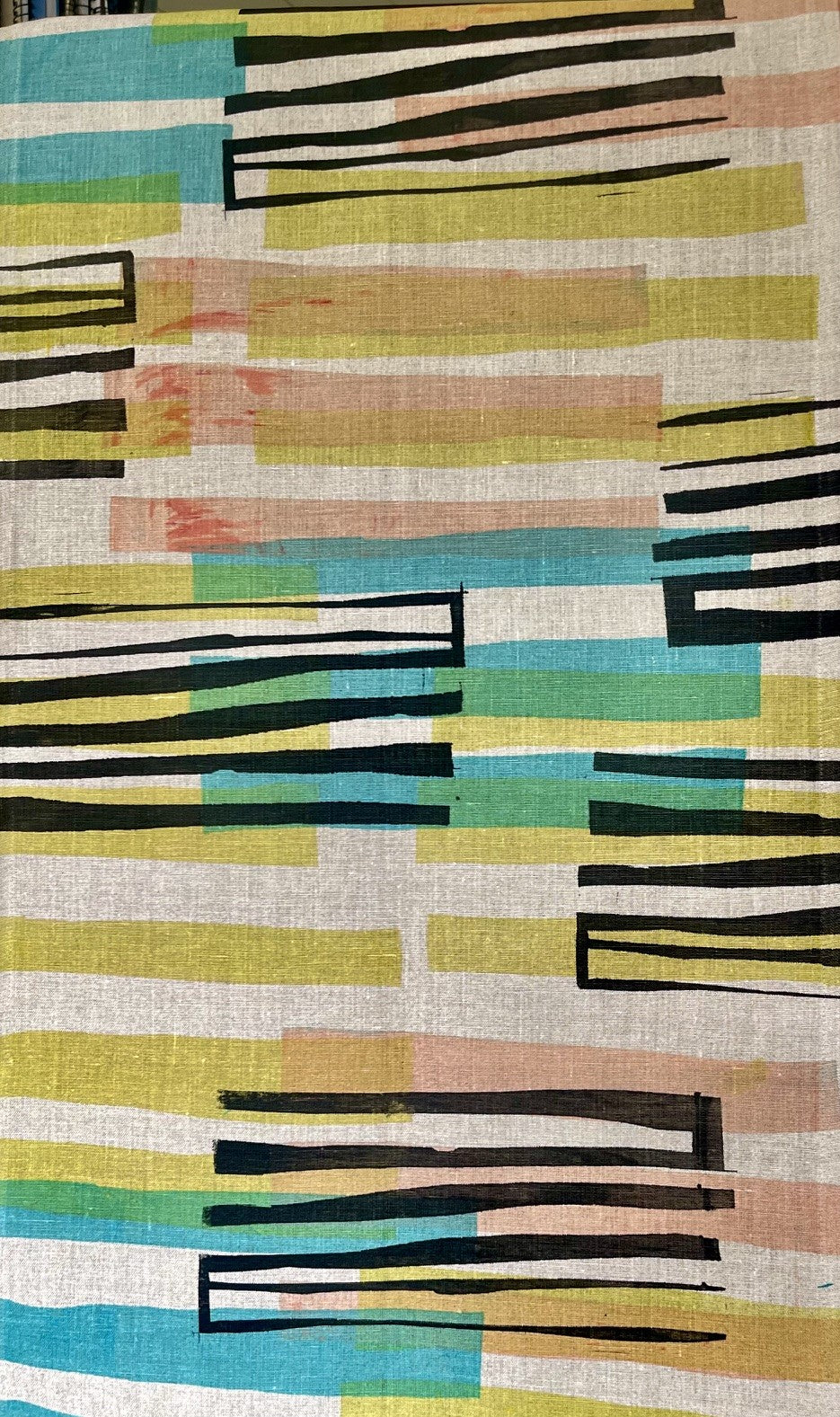 Table runner - Turquoise lime and red stripes