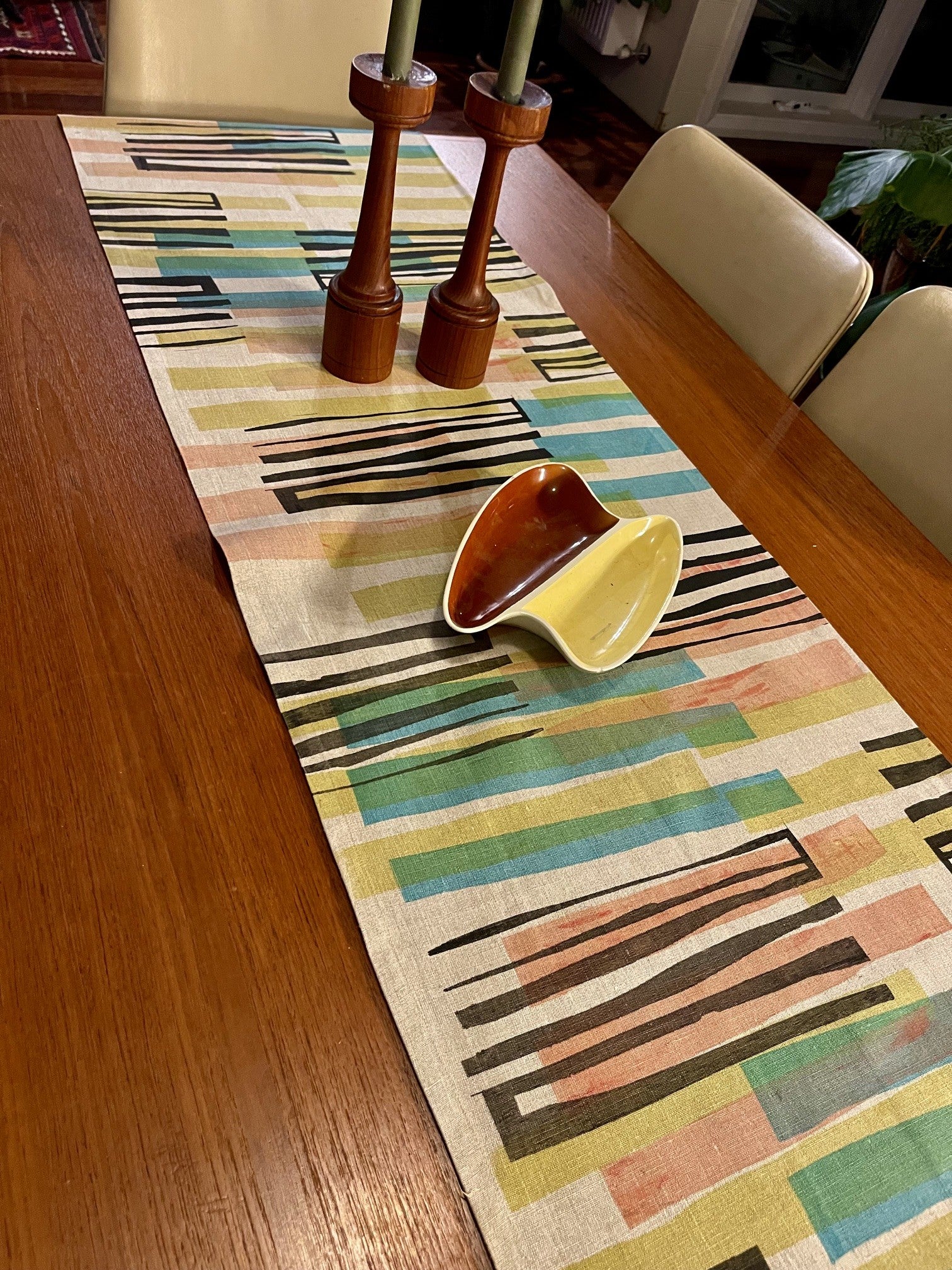 Table runner - Turquoise lime and red stripes