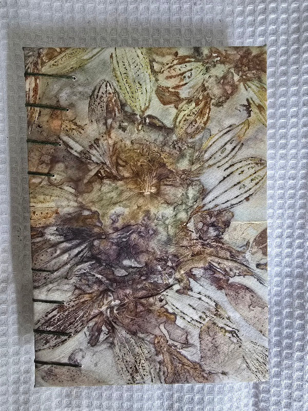 Handmade Coptic Stitched Journal – Botanical Eco Printed Original Art Cover