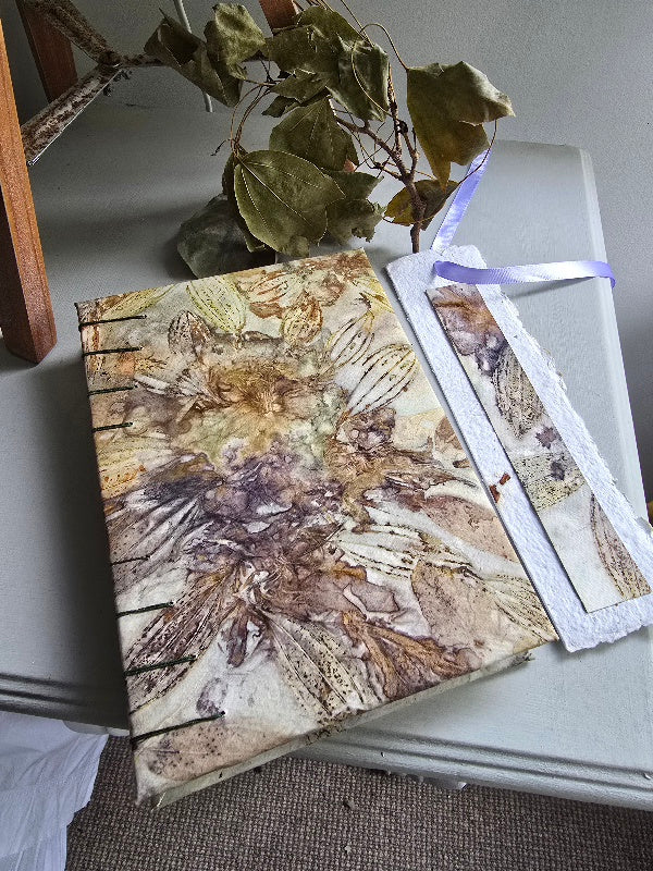 Handmade Coptic Stitched Journal – Botanical Eco Printed Original Art Cover