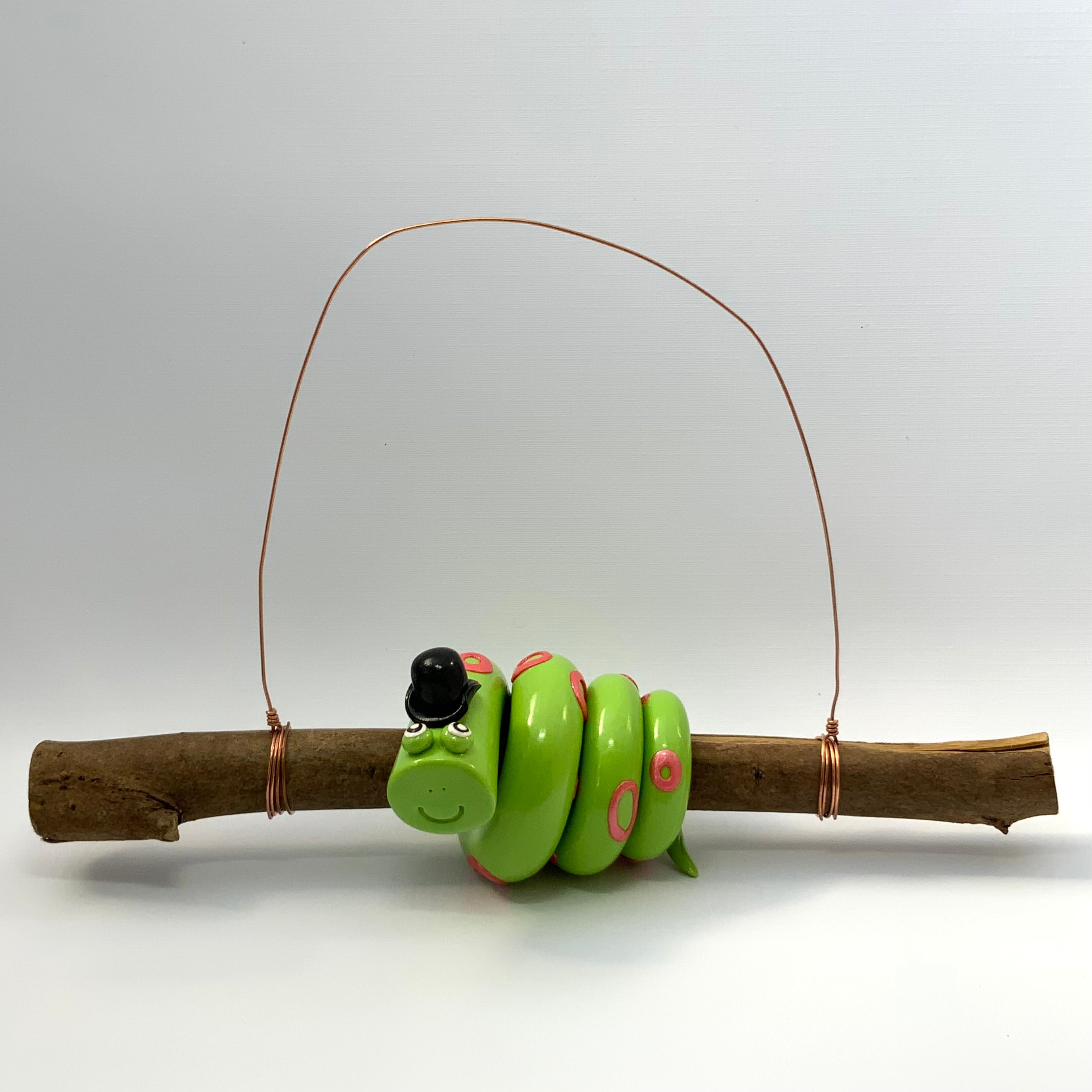 Monsieur Claude | Handmade Hanging Wall Decor | Polymer Clay on Gum Branch