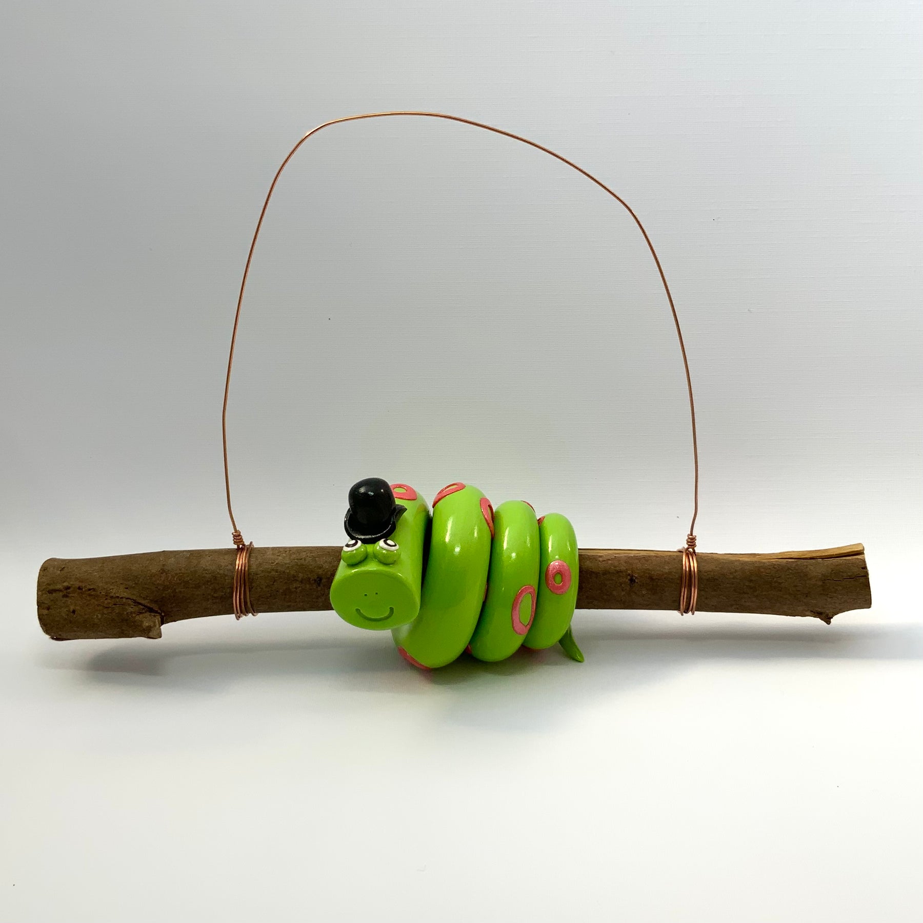Monsieur Claude | Handmade Hanging Wall Decor | Polymer Clay on Gum Branch