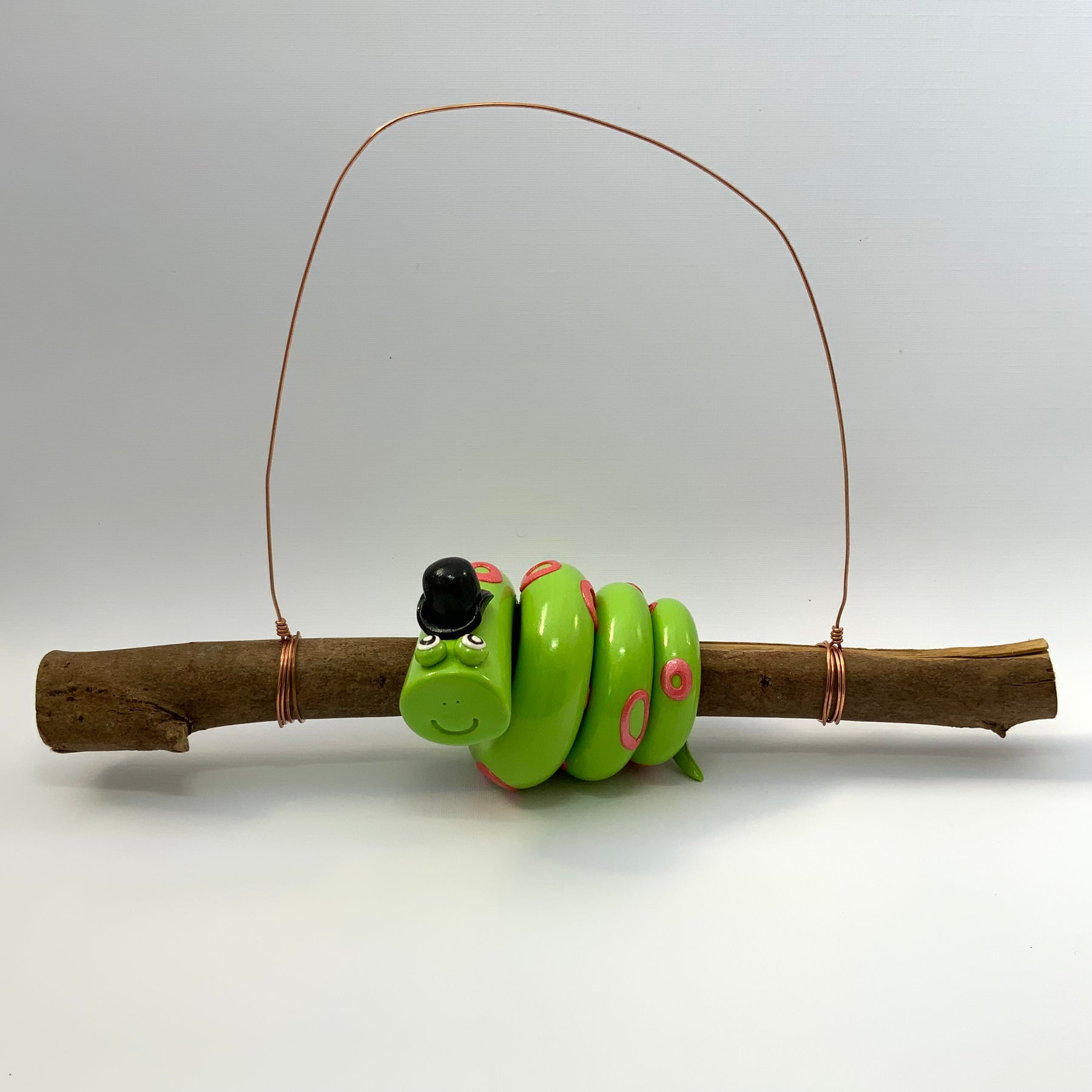Monsieur Claude | Handmade Hanging Wall Decor | Polymer Clay on Gum Branch
