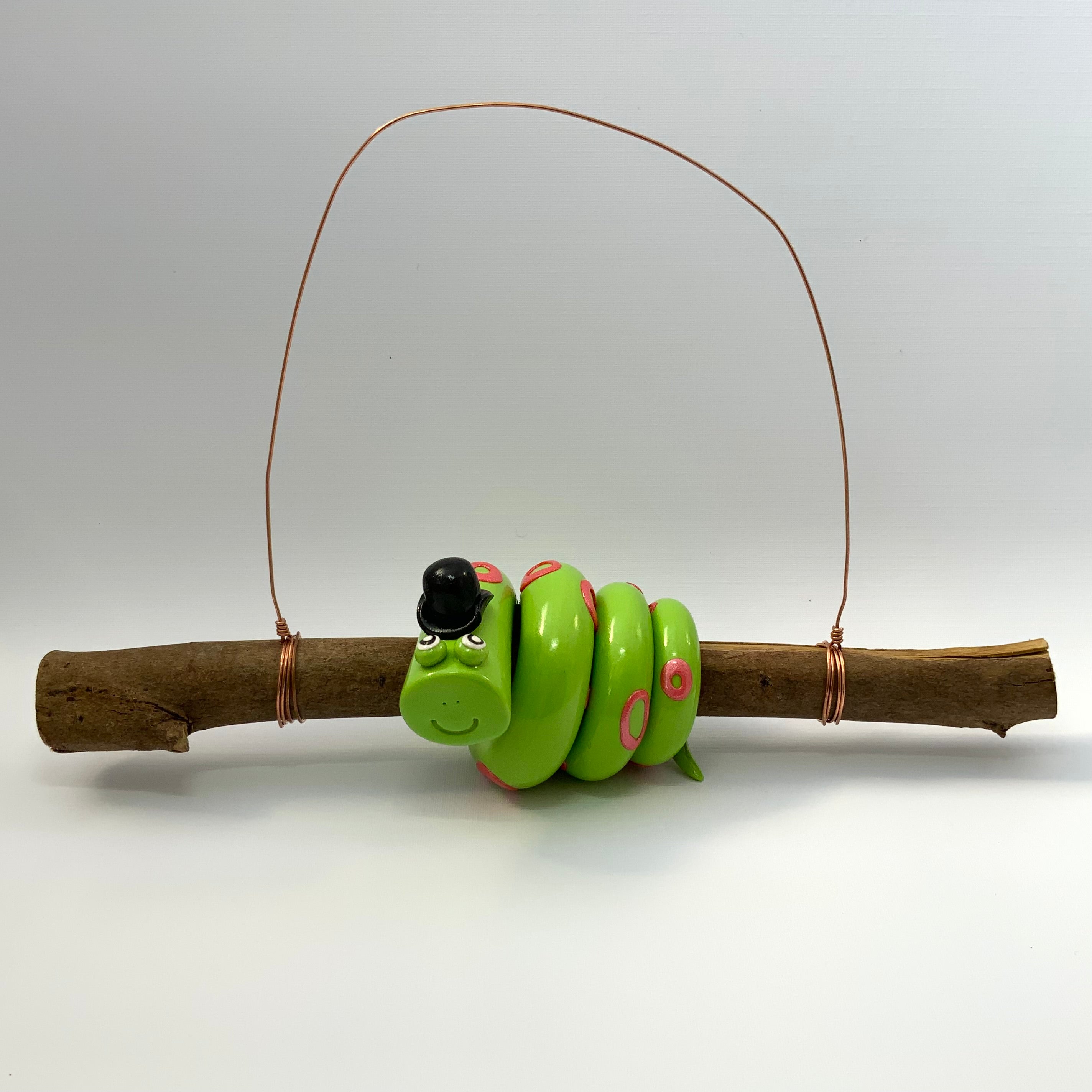 Monsieur Claude | Handmade Hanging Wall Decor | Polymer Clay on Gum Branch
