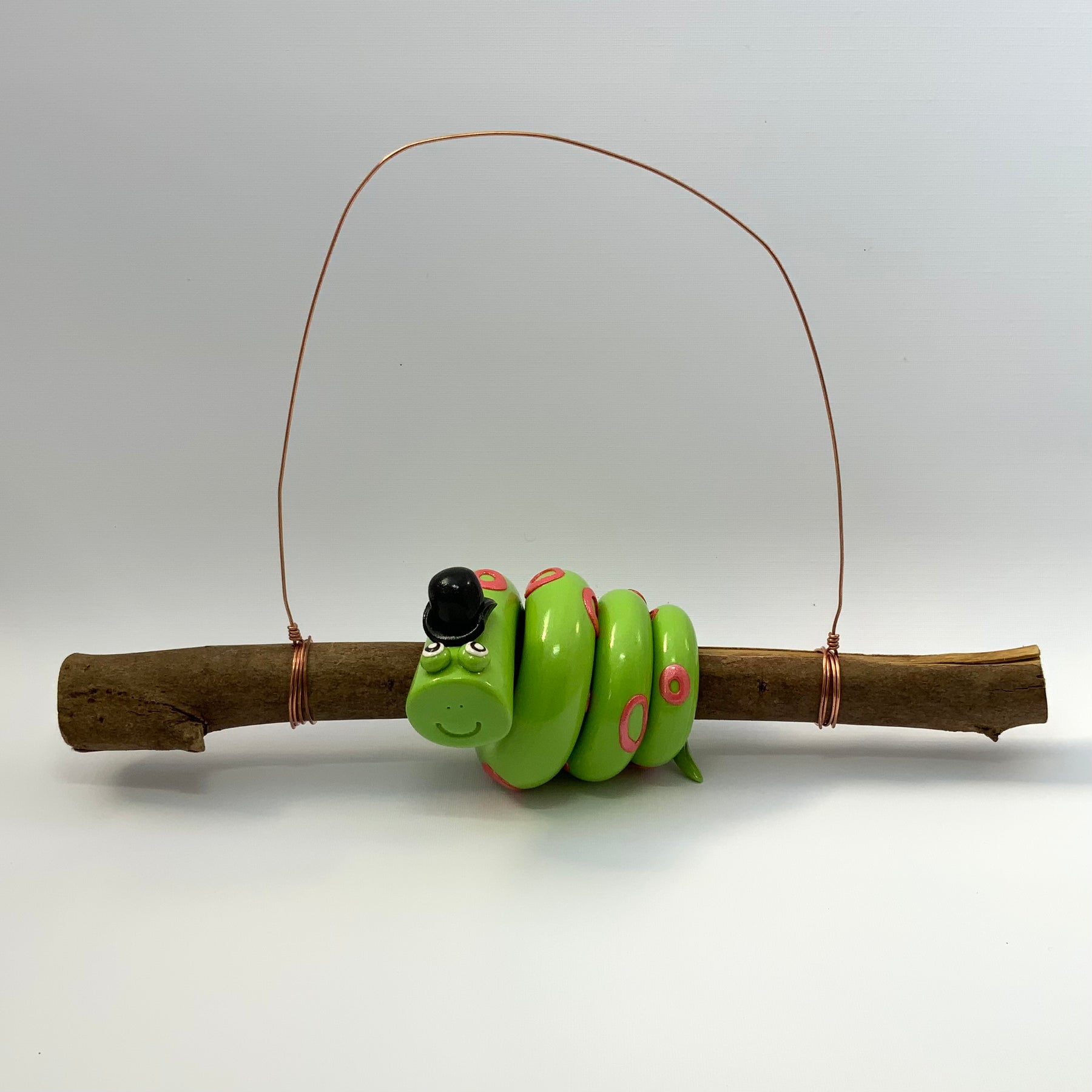 Monsieur Claude | Handmade Hanging Wall Decor | Polymer Clay on Gum Branch