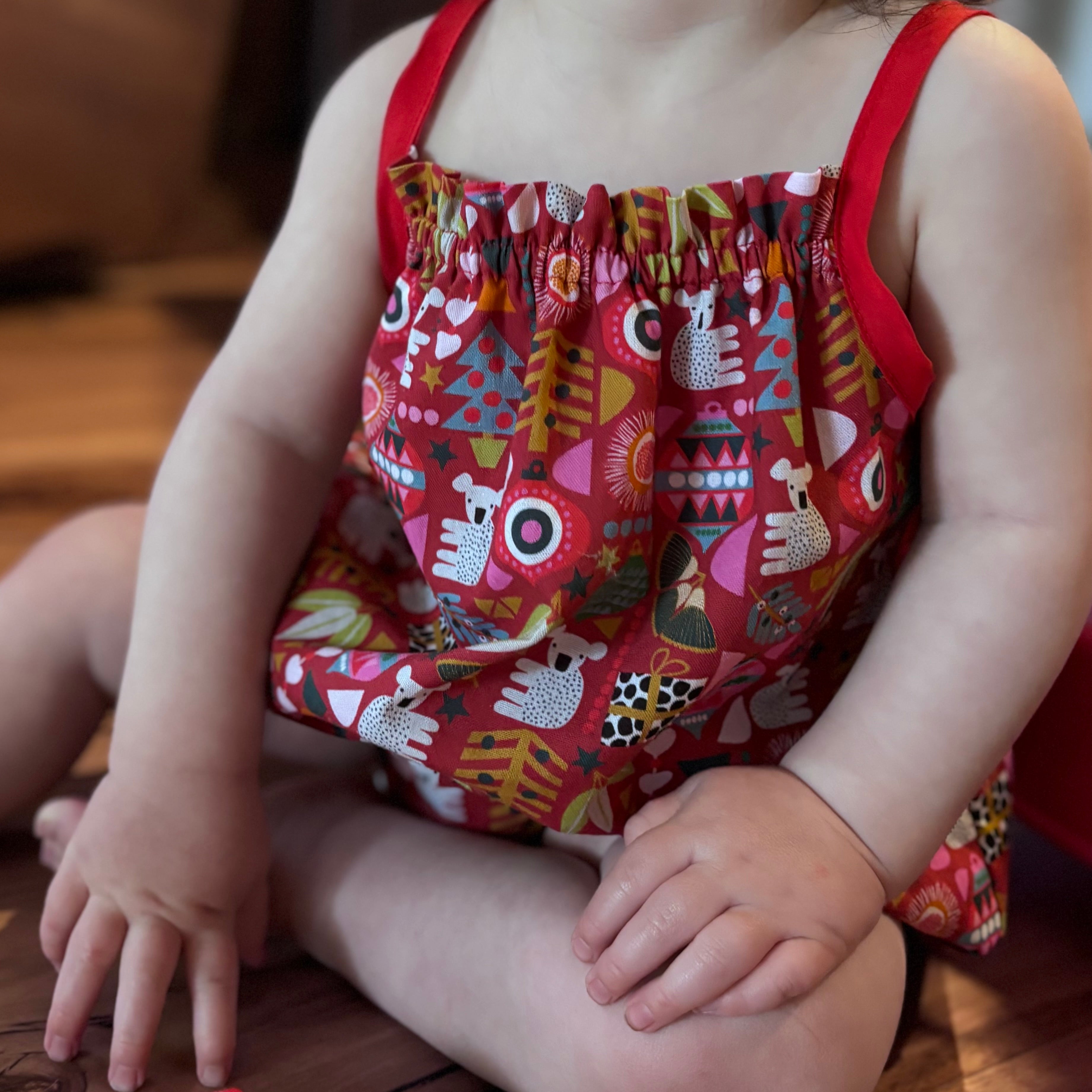 Christmas Baby Girl Romper and Headband Set - Red Koalas