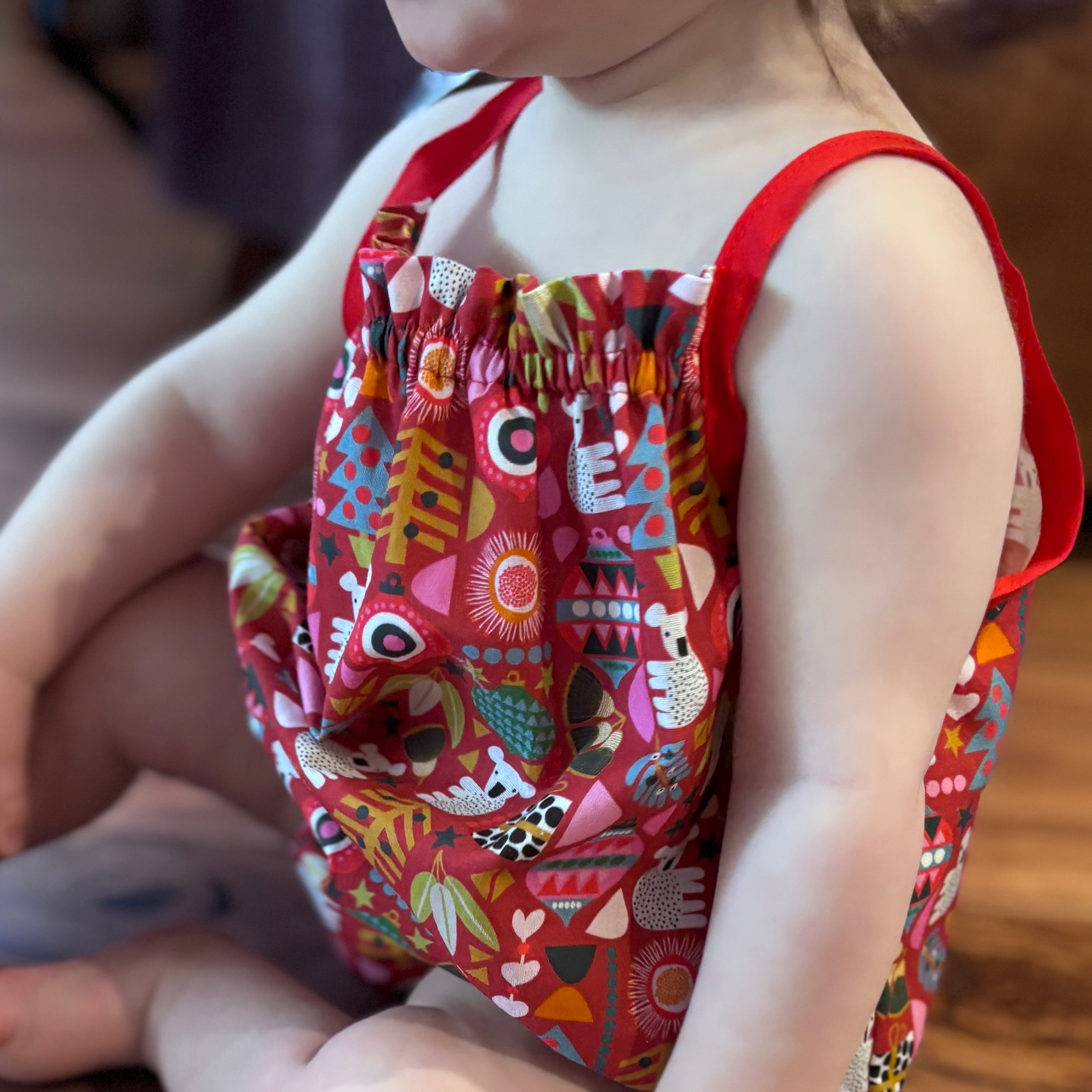 Christmas Baby Girl Romper and Headband Set - Red Koalas