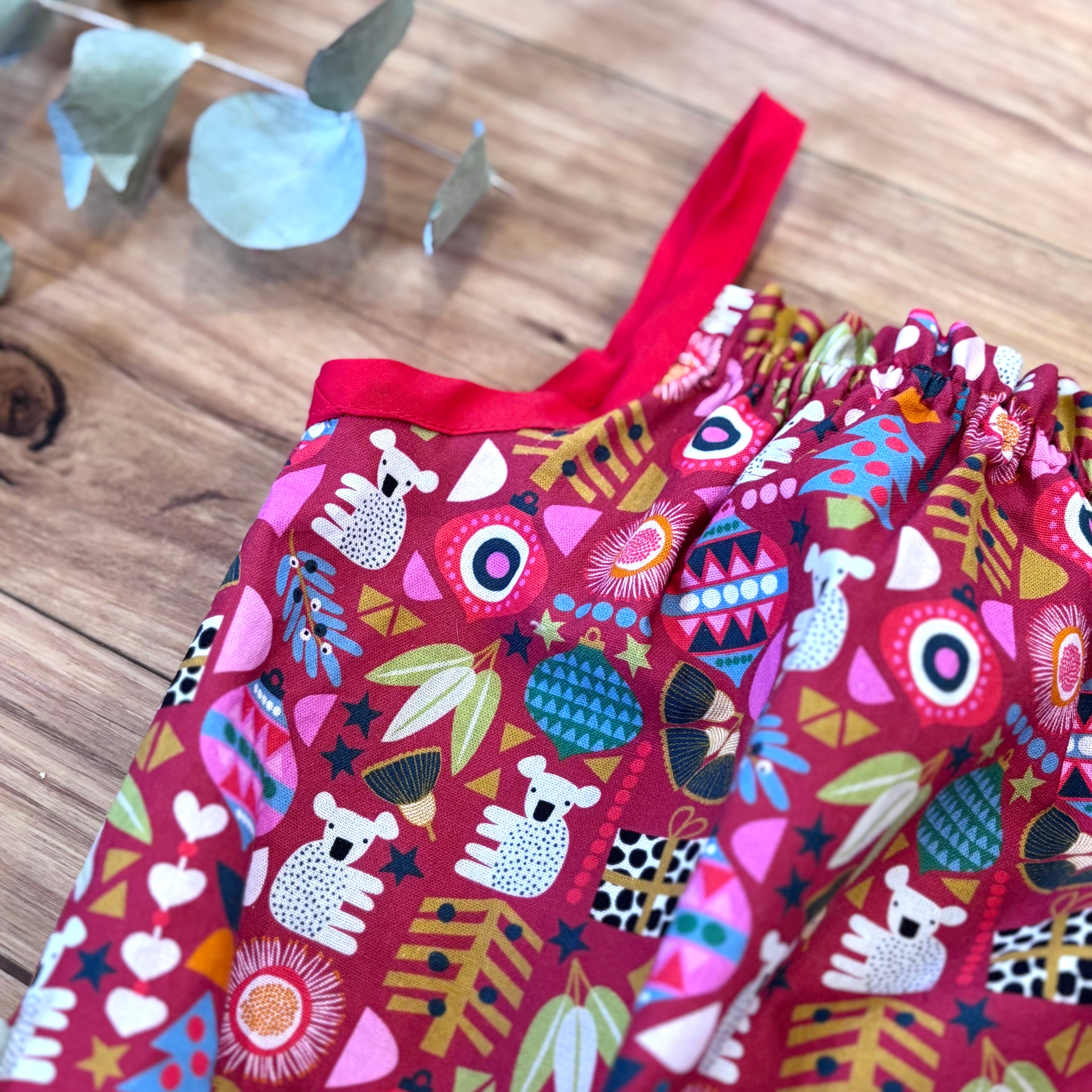 Christmas Baby Girl Romper and Headband Set - Red Koalas