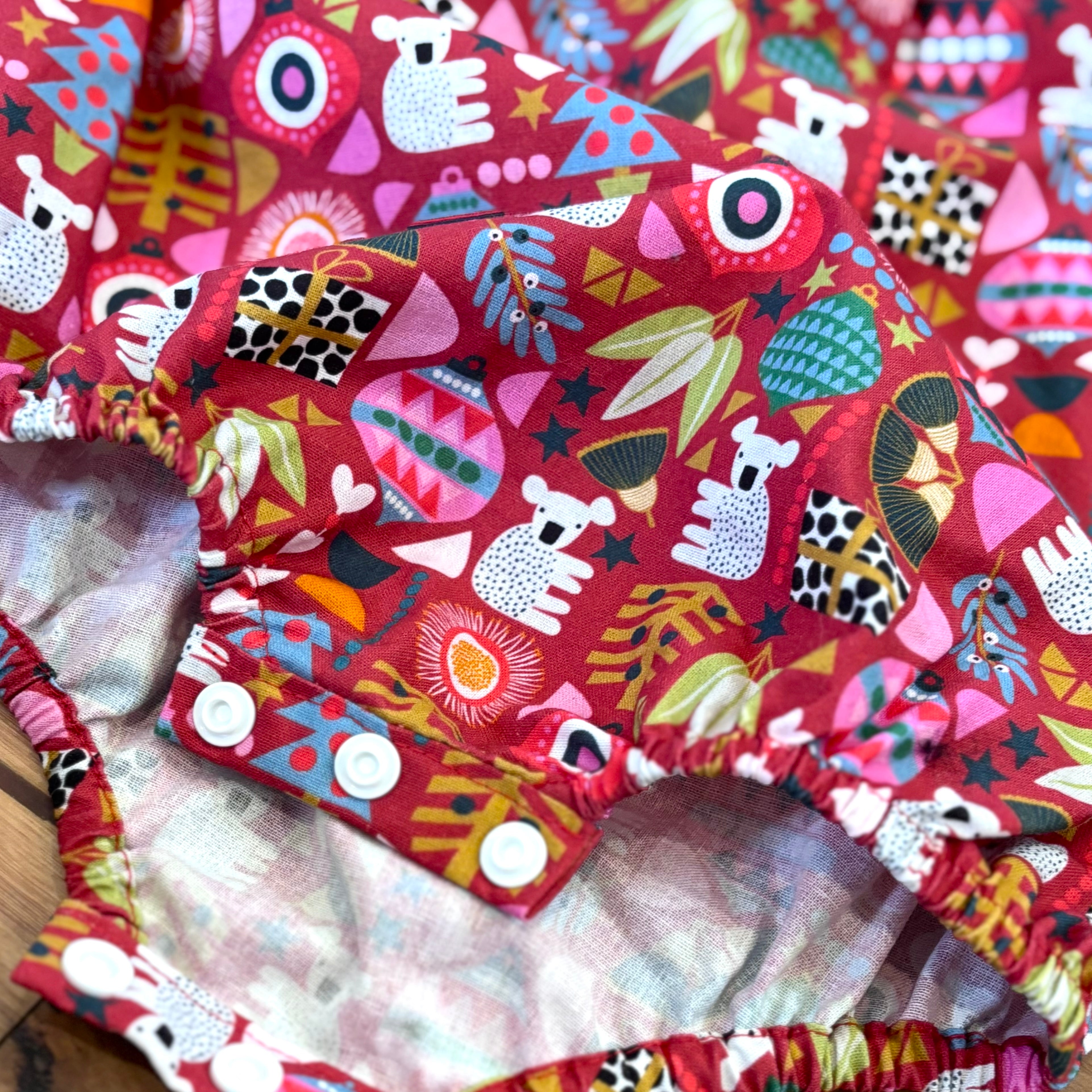 Christmas Baby Girl Romper and Headband Set - Red Koalas