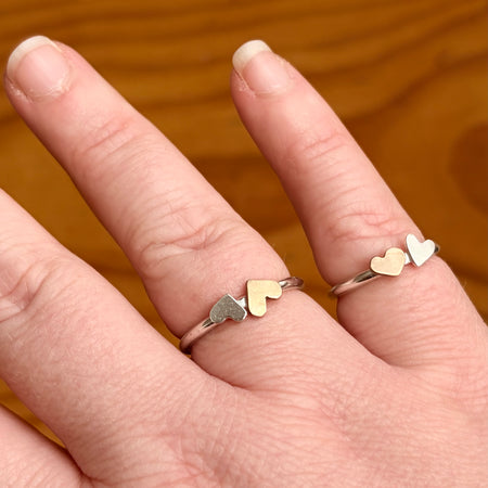 Two Hearts Ring Bronze and Sterling Silver
