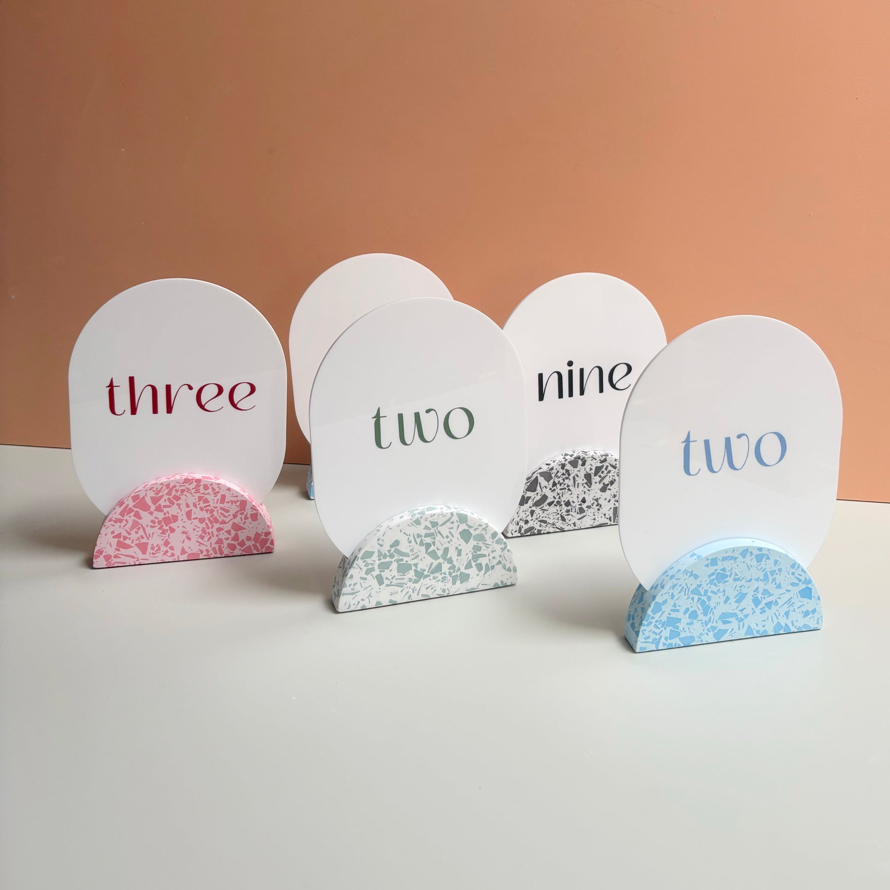 Pick your colour - Round Terrazzo table numbers