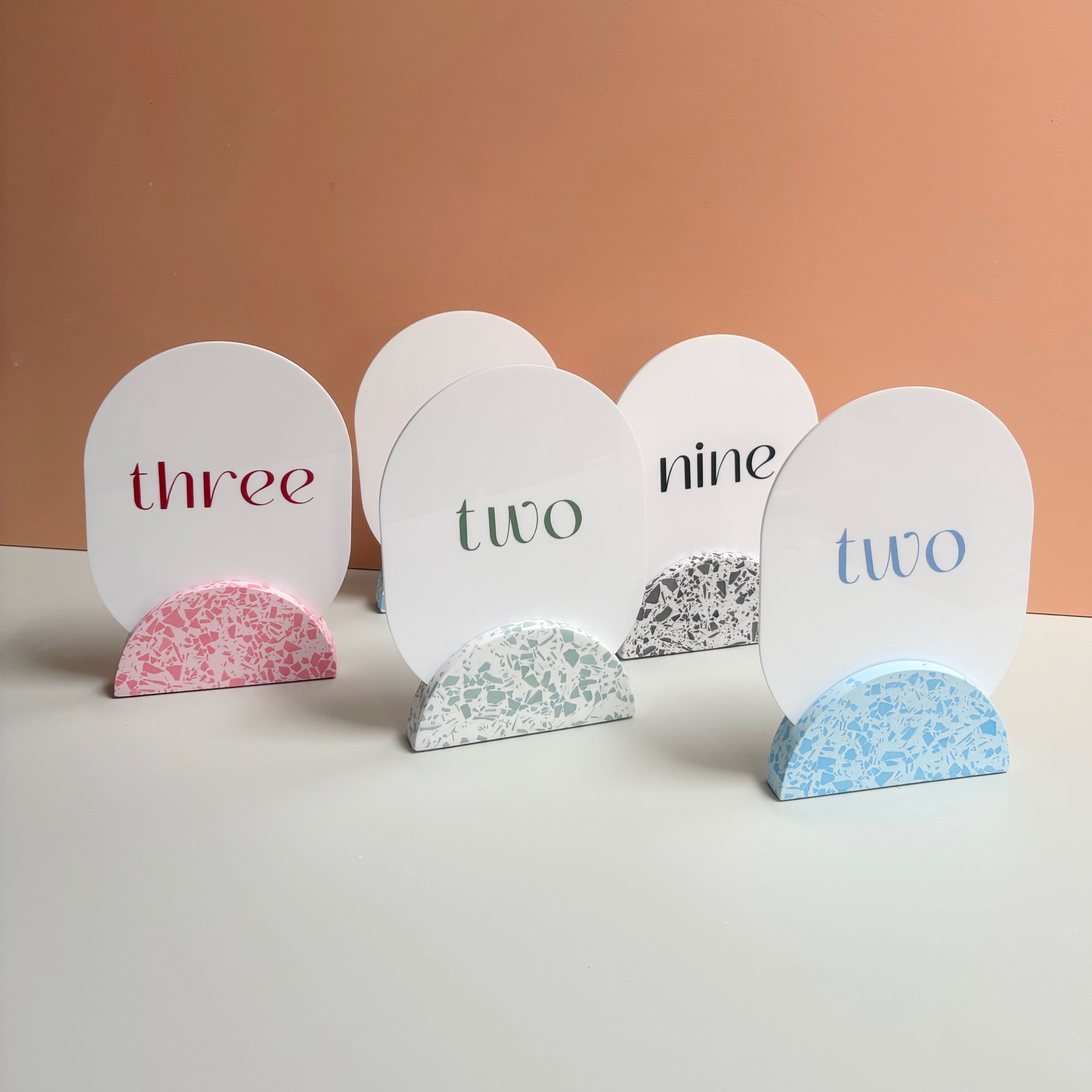 Pick your colour - Round Terrazzo table numbers