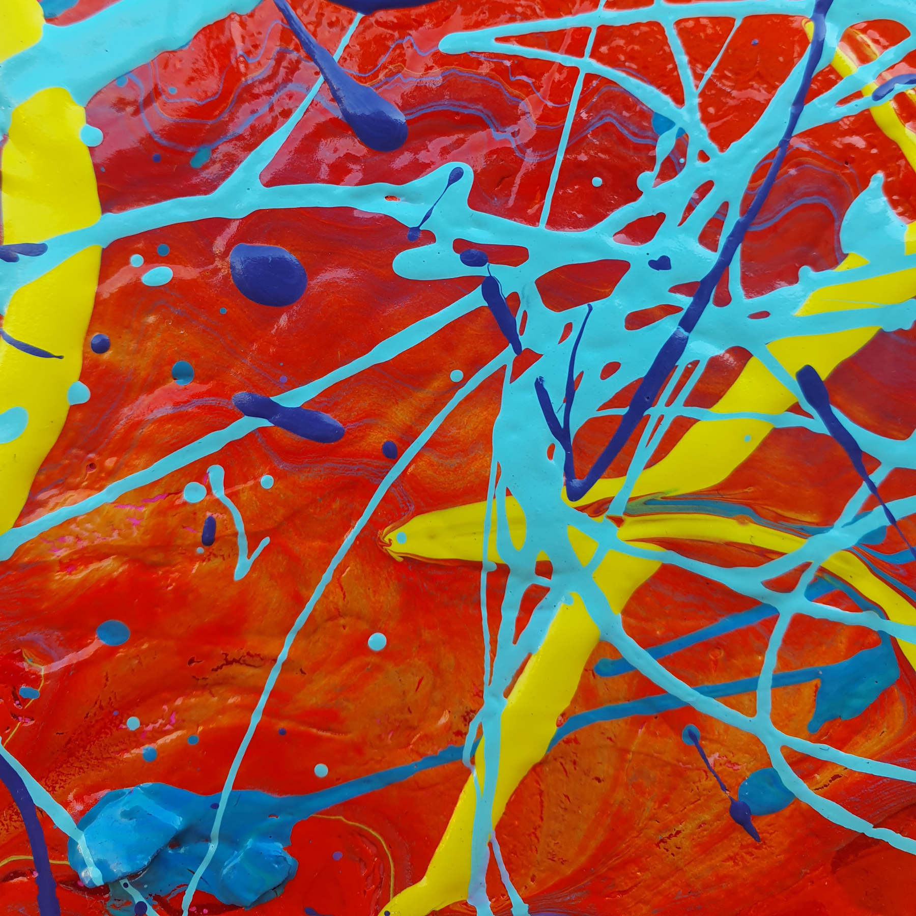 Solar Flare. Original Abstract, Hexagon Acrylic Canvas Painting.