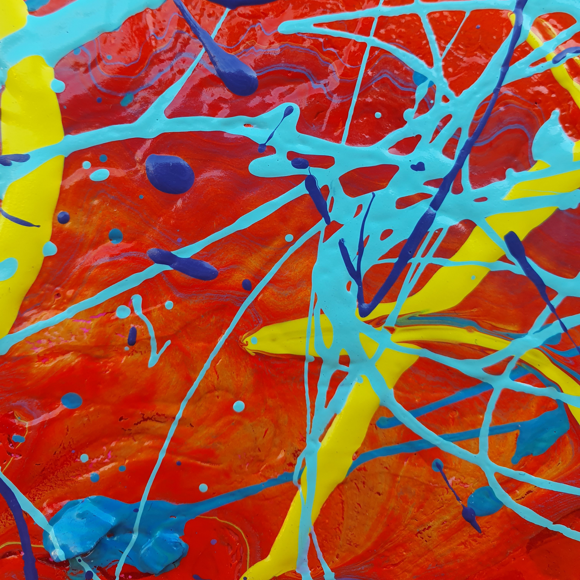 Solar Flare. Original Abstract, Hexagon Acrylic Canvas Painting.