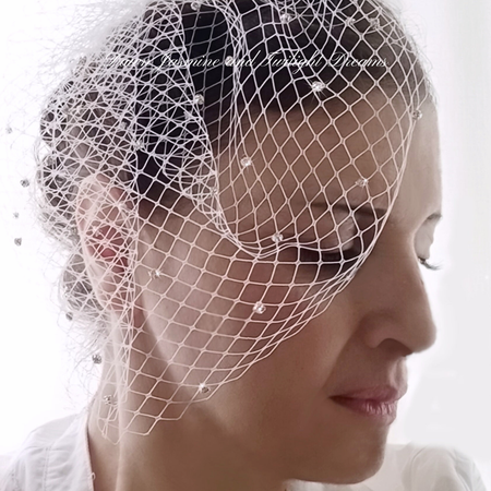 Swarovski® Crystal Side Birdcage Bridal Veil | The Phoebe