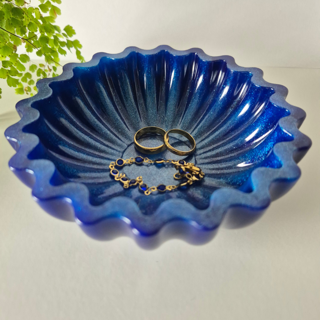 Cobalt Blue Shimmer Fluted Trinket Bowl