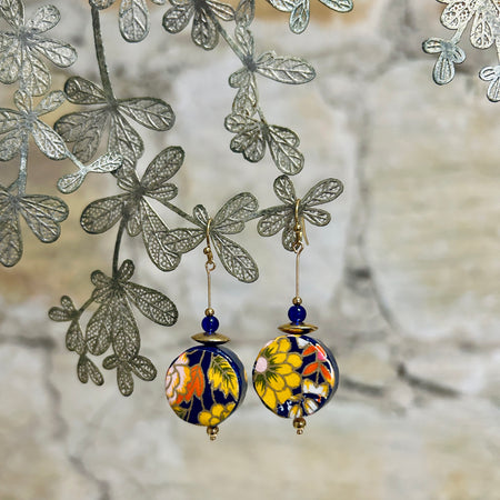 Earrings Elegant Floral Japanese Washi Paper - EB-101