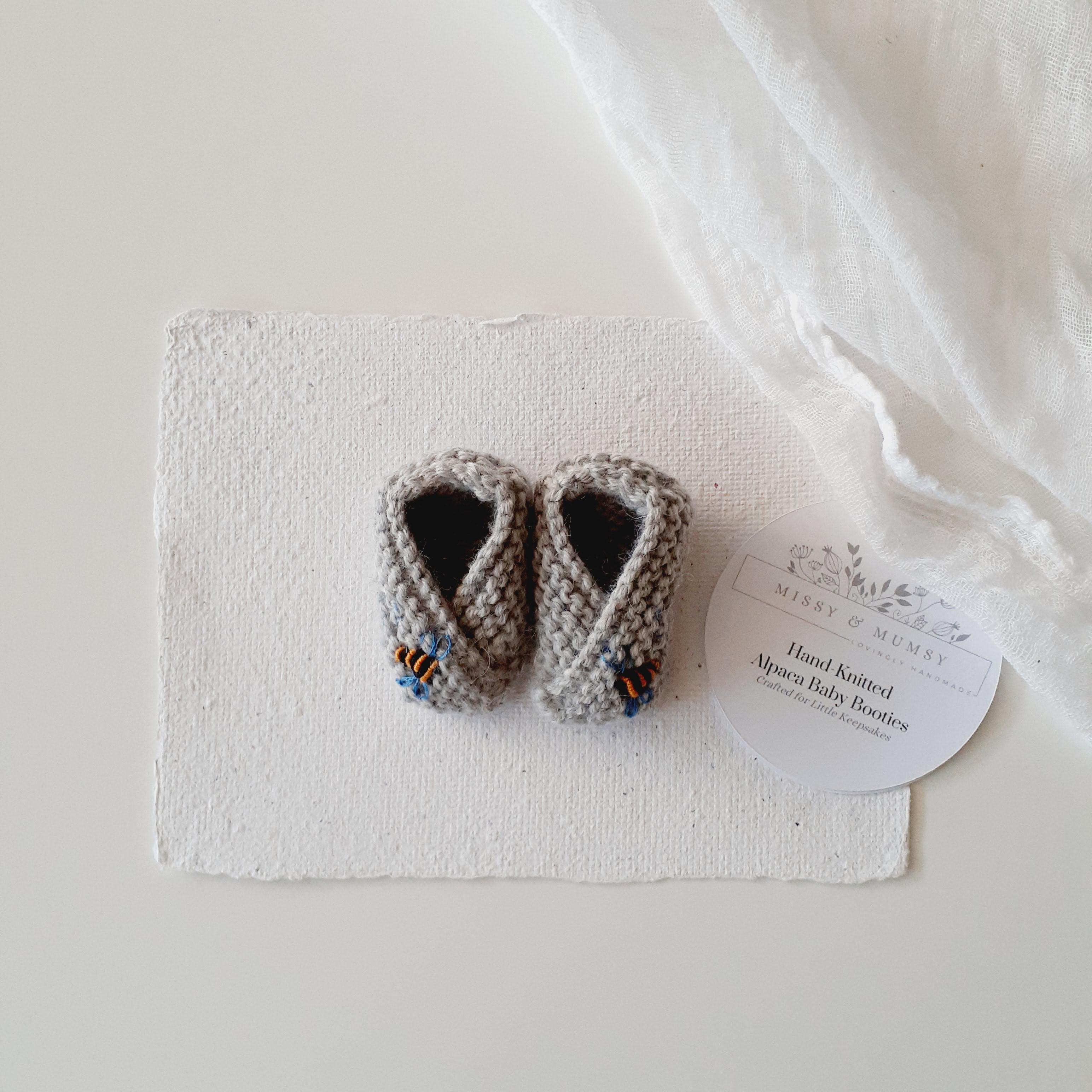 Hand Knitted Merino Australian Alpaca Wool Baby Booties: Newborn, Preemie, Baby Shower Gift