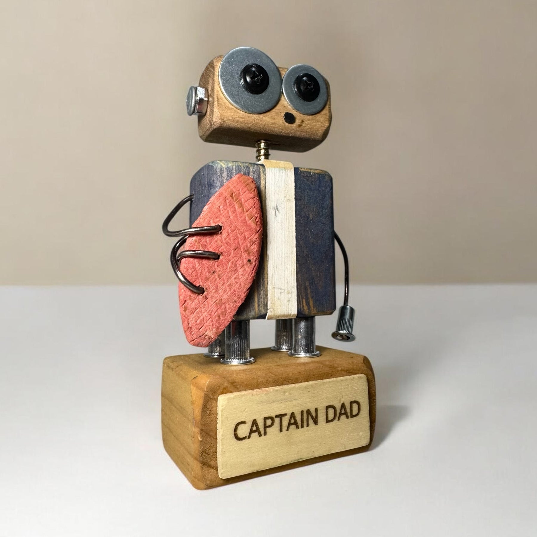 Frederick T-10 - Wooden Footy Robot Trophy (Customisable)