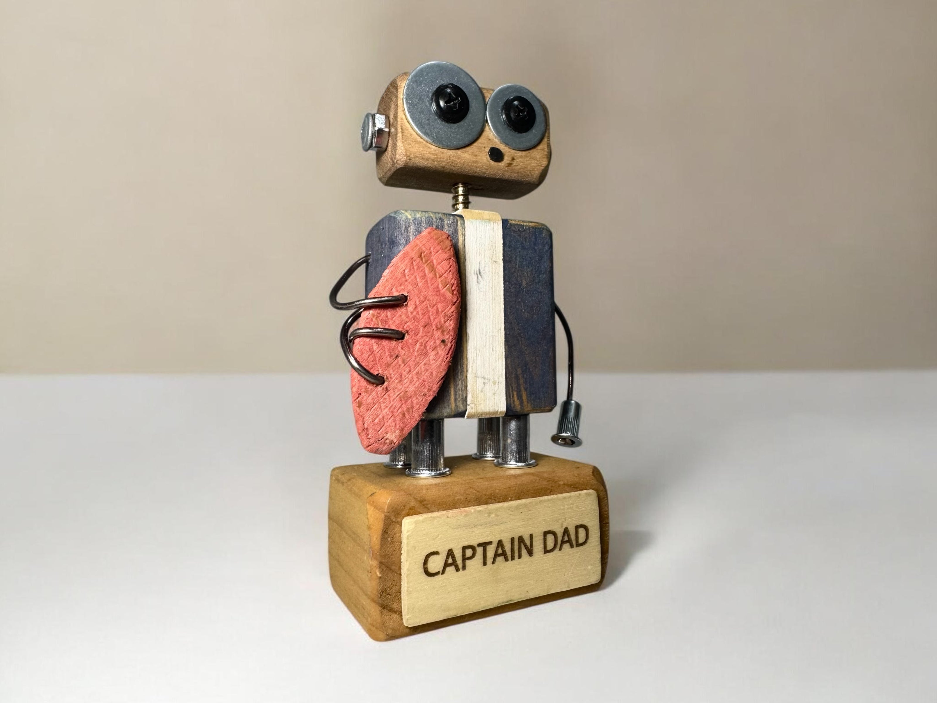 Frederick T-10 - Wooden Footy Robot Trophy (Customisable)