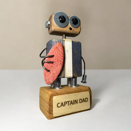 Frederick T-10 - Wooden Footy Robot Trophy (Customisable)