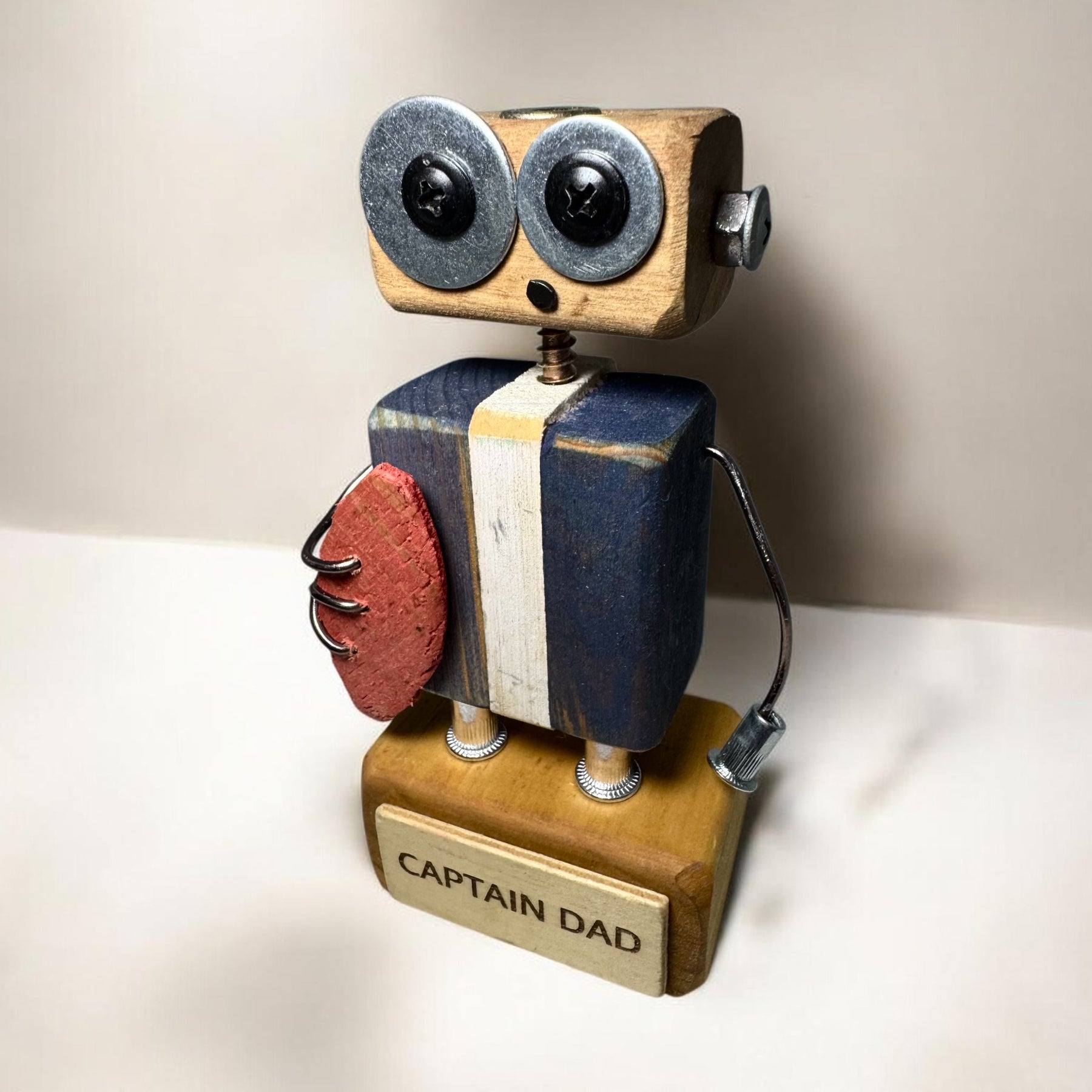 Frederick T-10 - Wooden Footy Robot Trophy (Customisable)