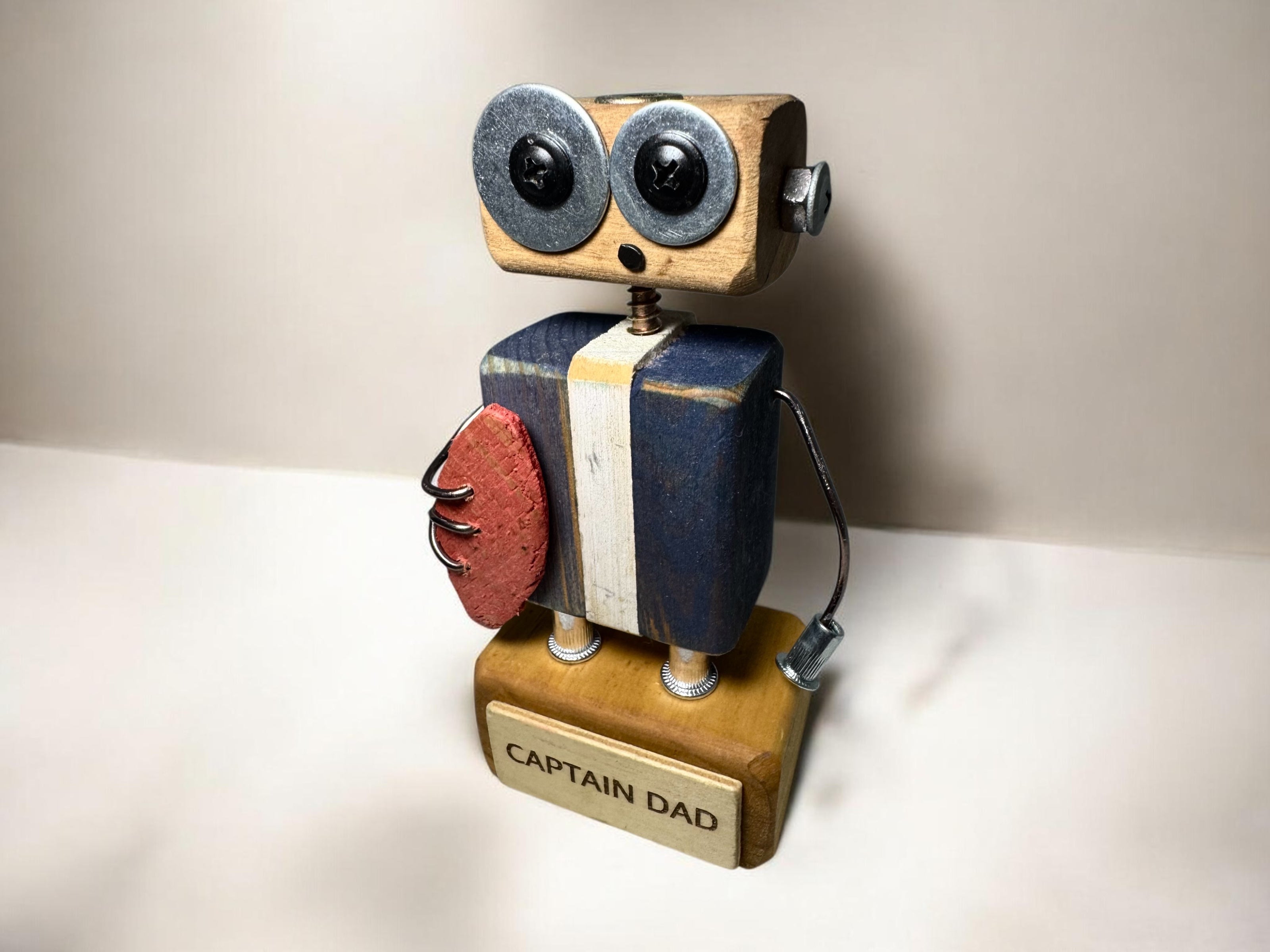 Frederick T-10 - Wooden Footy Robot Trophy (Customisable)