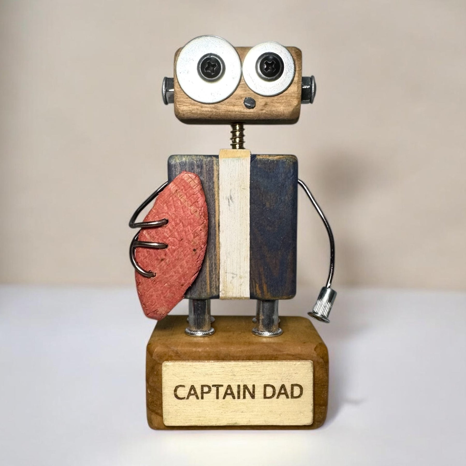 Frederick T-10 - Wooden Footy Robot Trophy (Customisable)
