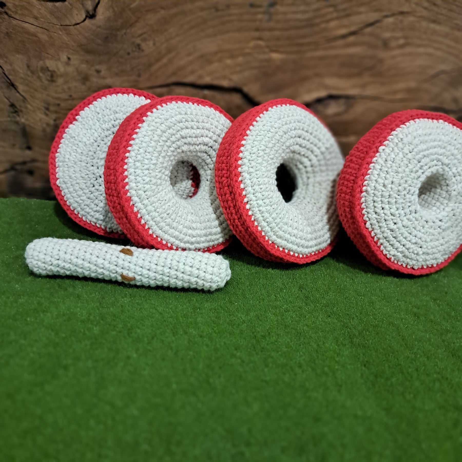 Crochet apple stacker toy for creative play