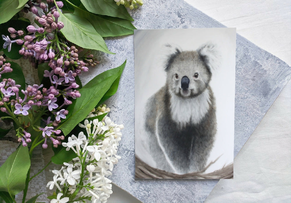 Cute koala greeting card, fine art