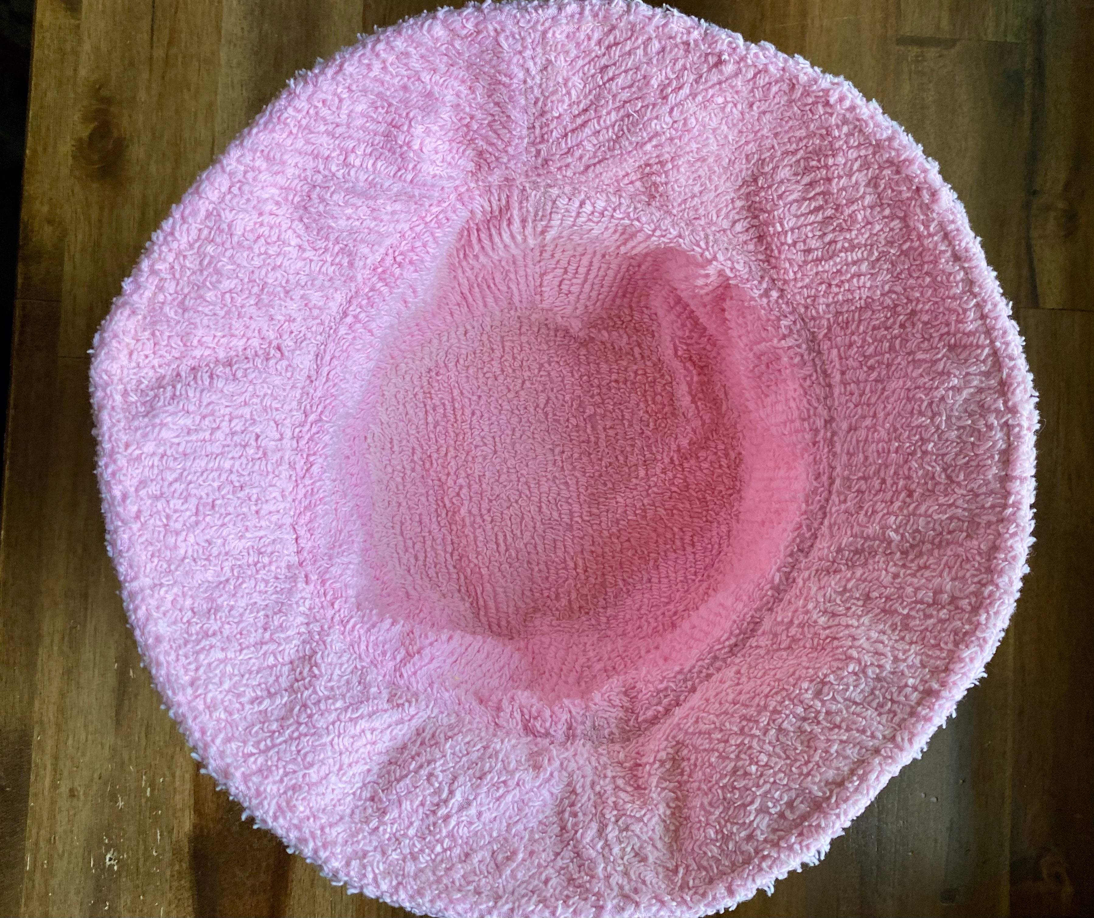 Bucket Hat - Upcycled Chenille Bedspread - Pink