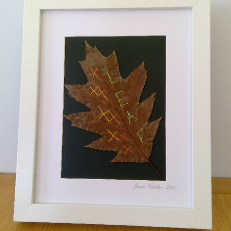 Real Leaf Embroidered Artwork 6