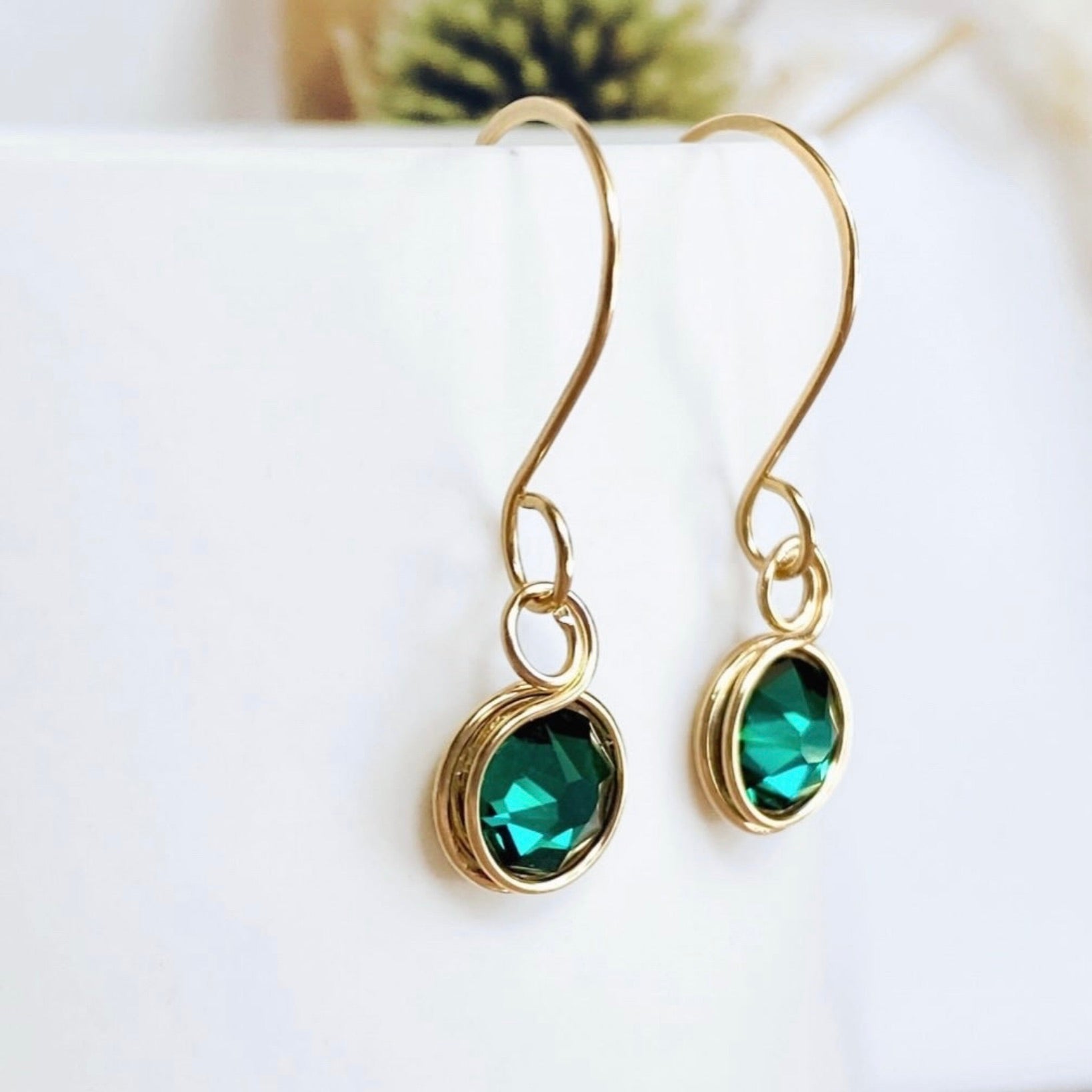 Birthstone crystal dangle earrings | 14k Gold-filled | Multiple options
