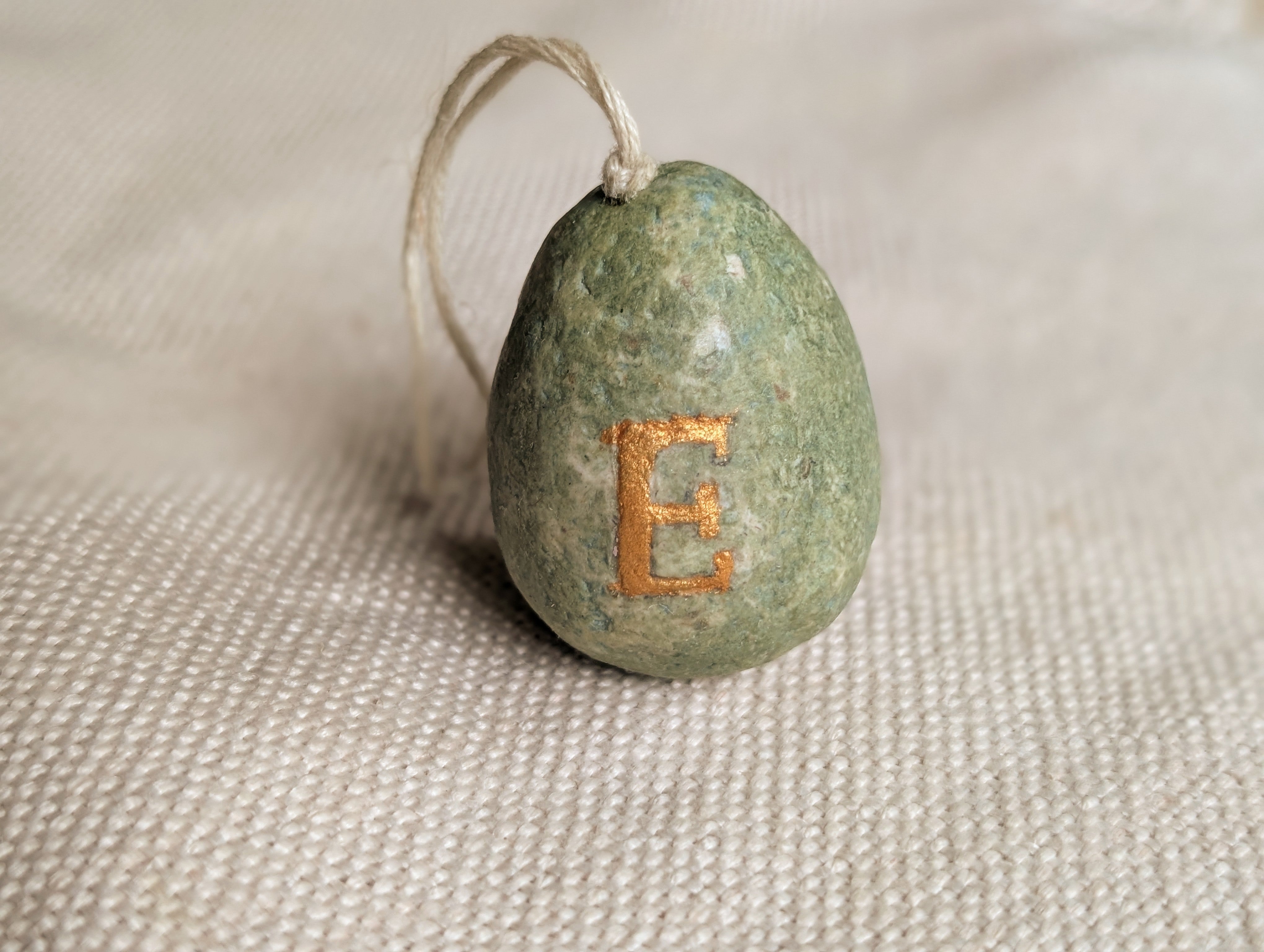 Handmade Personalised Paper Clay Easter Egg Ornament – Custom Monogram Keepsake