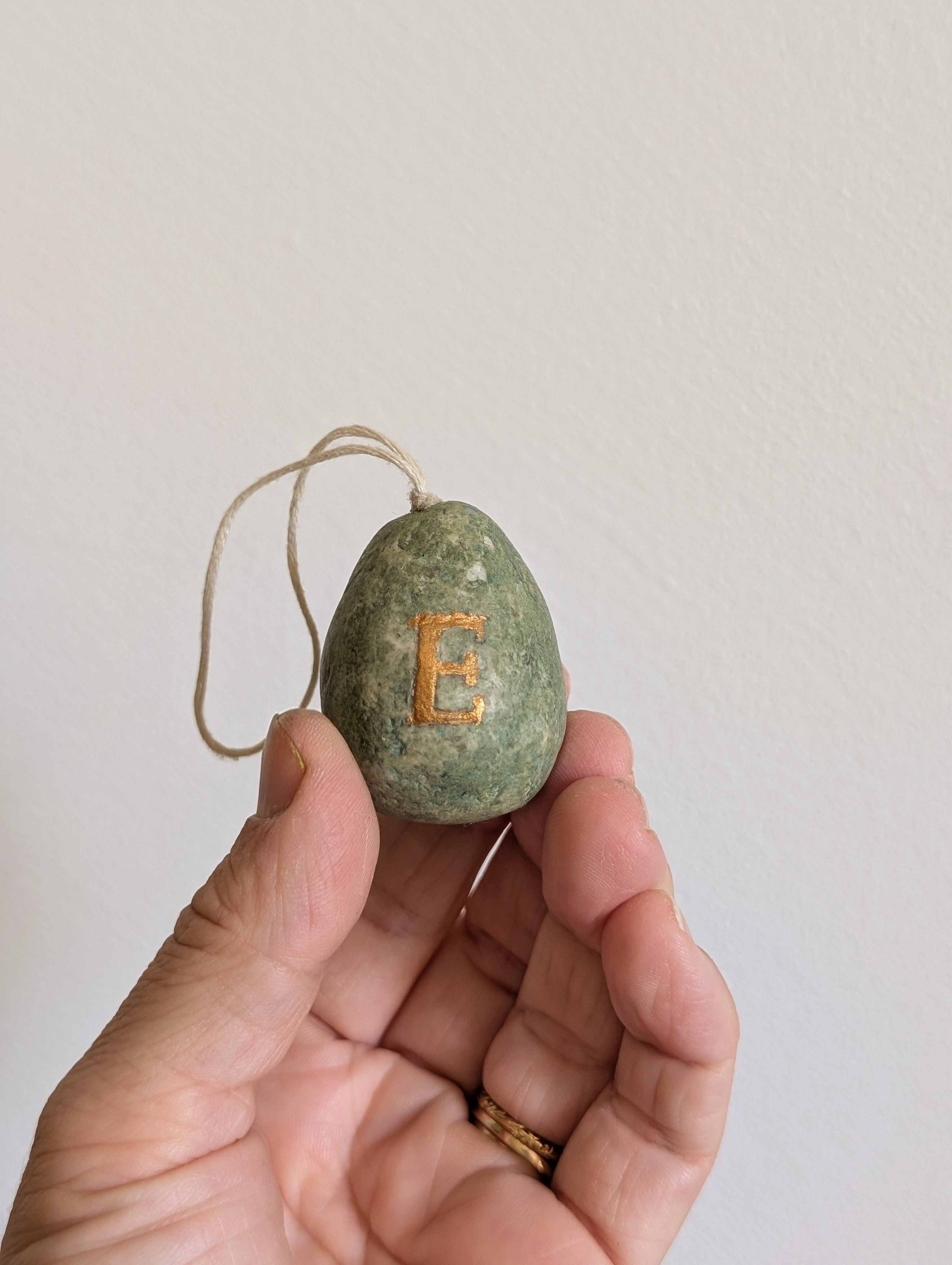 Handmade Personalised Paper Clay Easter Egg Ornament – Custom Monogram Keepsake