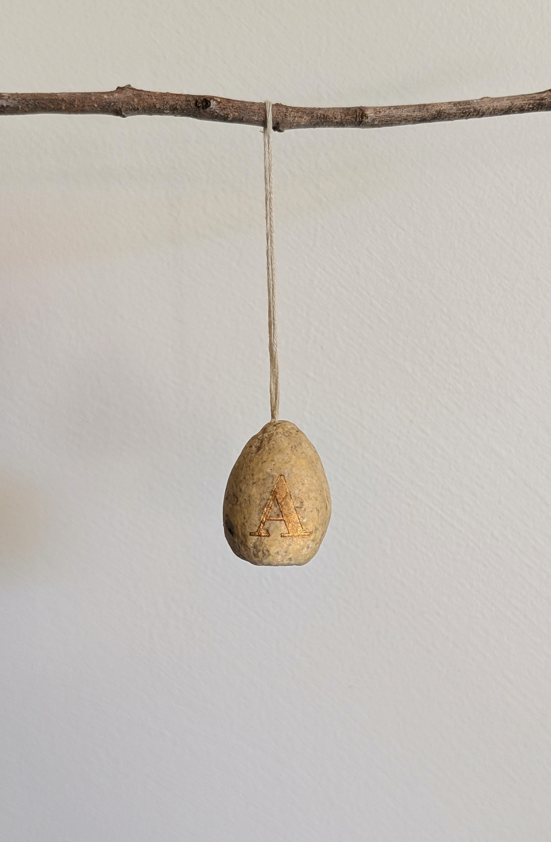 Handmade Personalised Paper Clay Easter Egg Ornament – Custom Monogram Keepsake