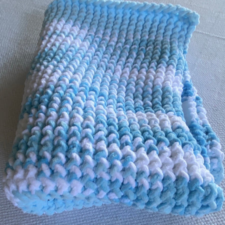 Blue and white baby blanket or lap blanket