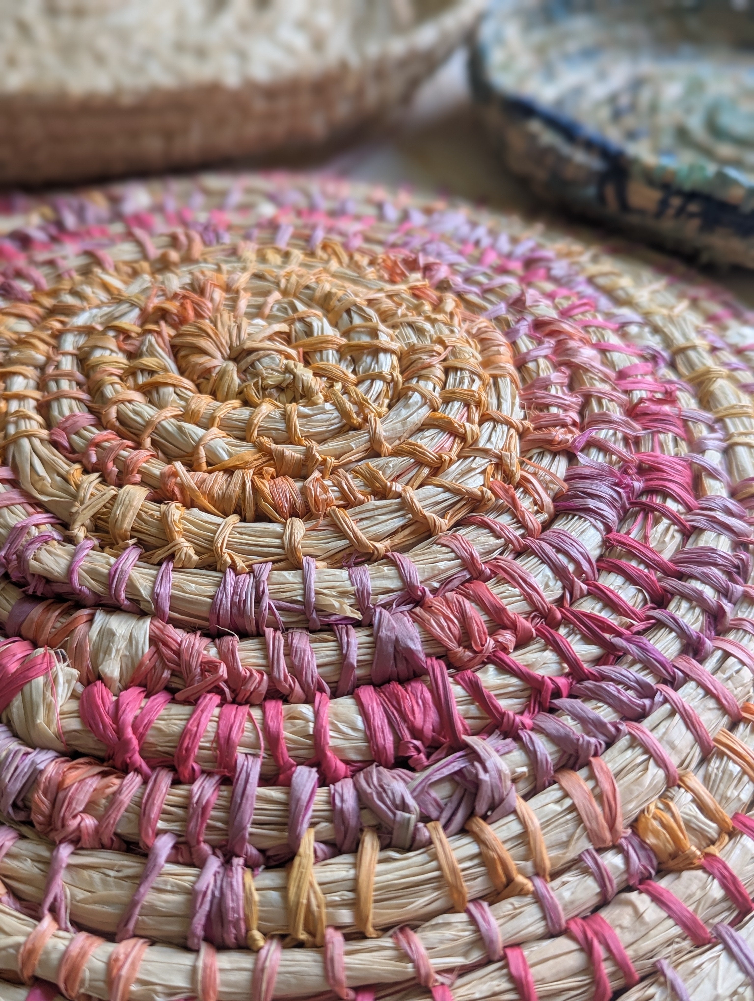 Woven Circle Wall Art | Wall Hanging | Sunrise Sunset Colours One only