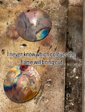 Winter Flames - copper dome earrings