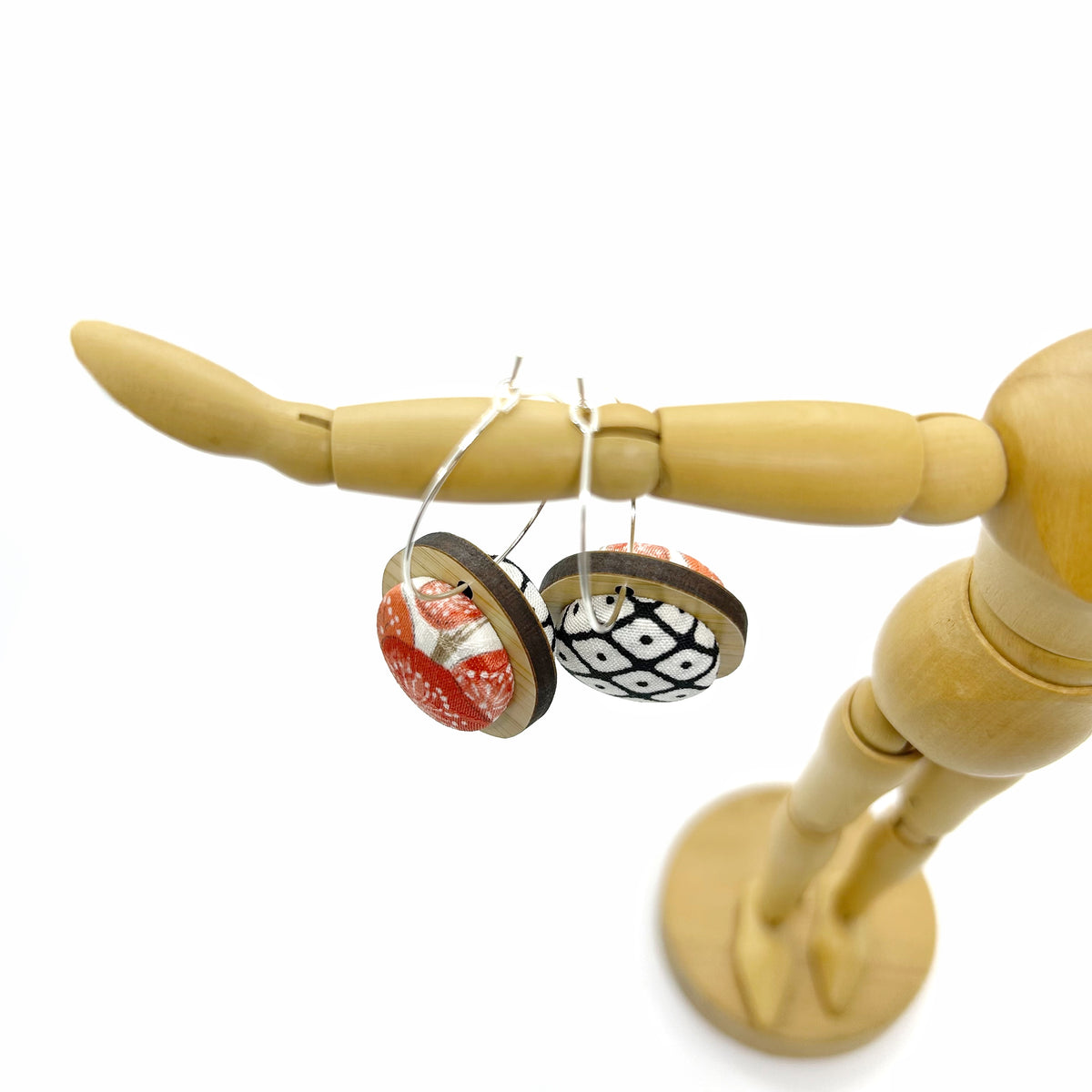 Double Sided Pebble Earrings - Red