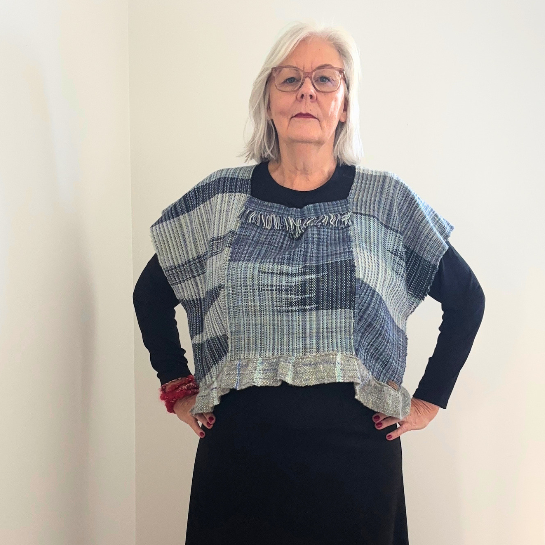 Handwoven Original Blue Top - Unique - Artisan - Patchwork