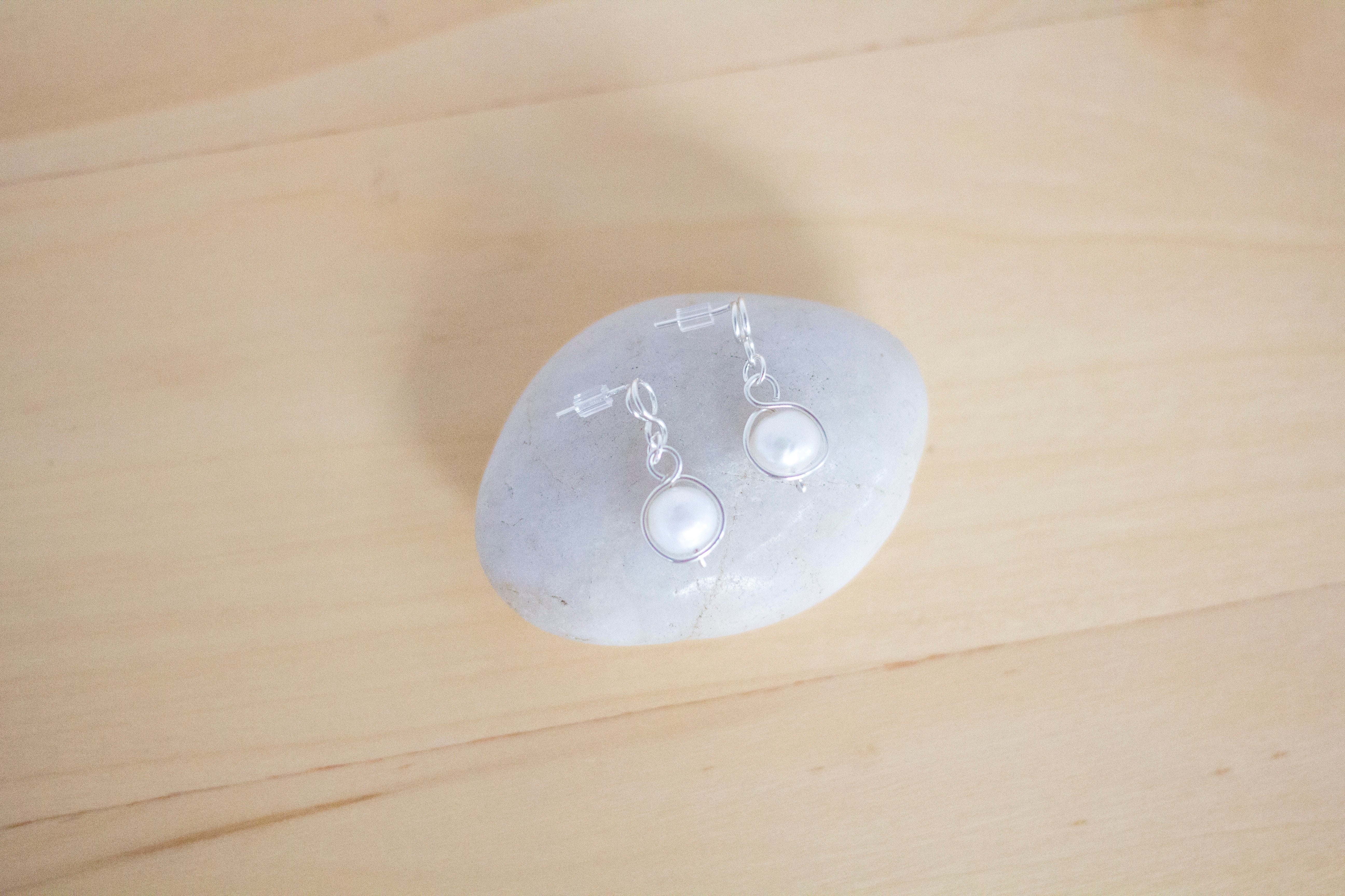 Baroque Pearl Silver Loop Stud Earrings | Sterling Silver