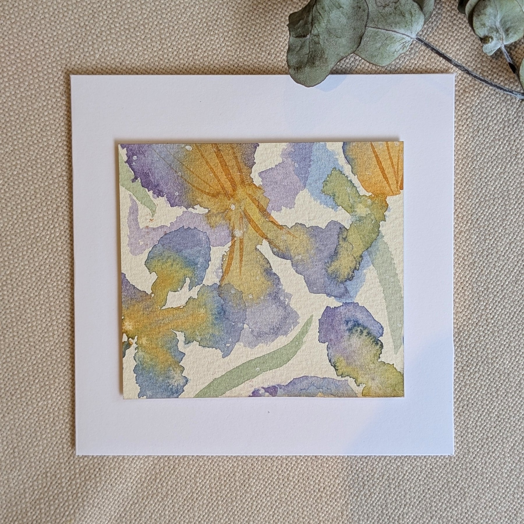 Hand Painted Iris-Inspired Watercolour Gift Card